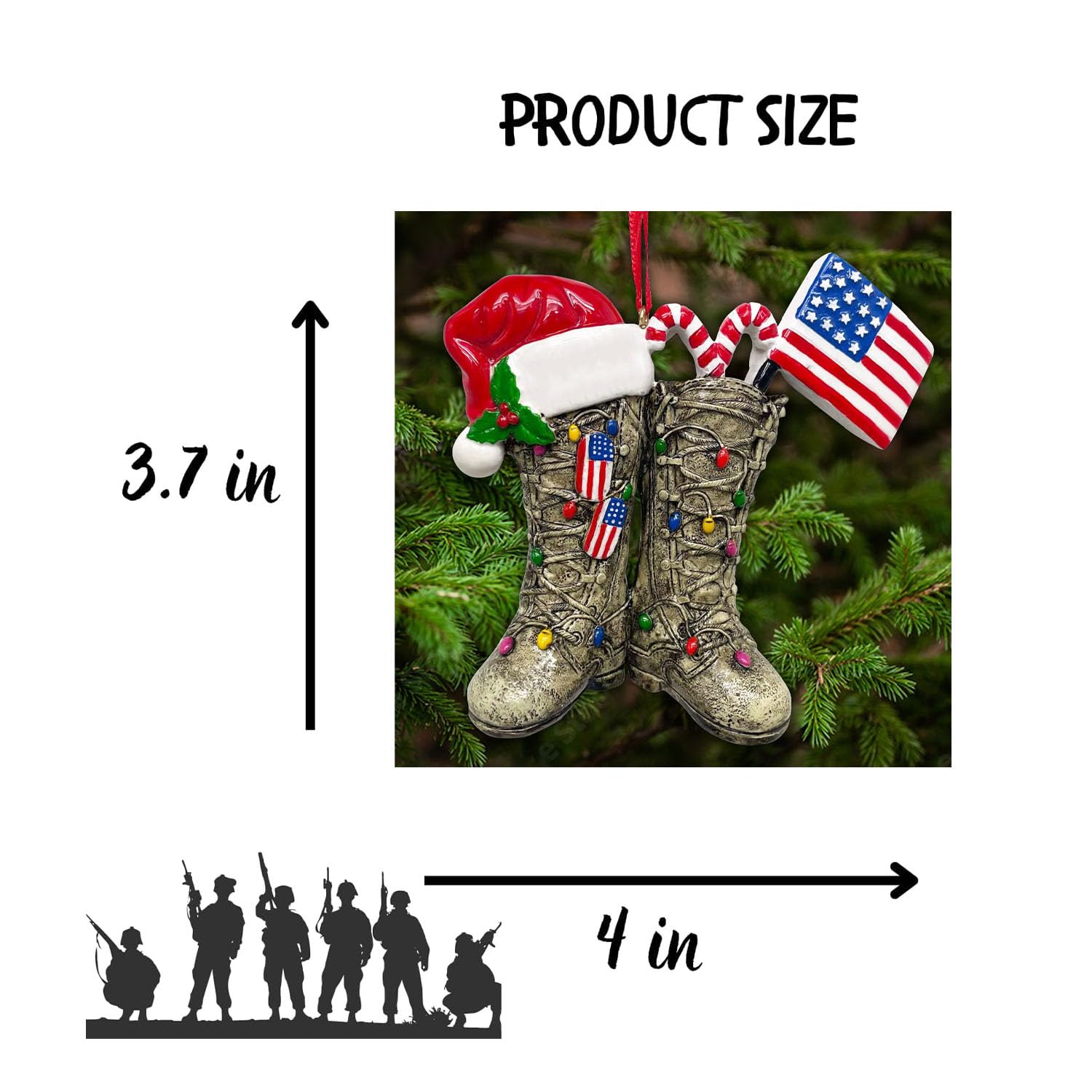 24-teiliges Army-Weihnachtsbaumschmuck Set – Holzornamente, Veteranen-Design