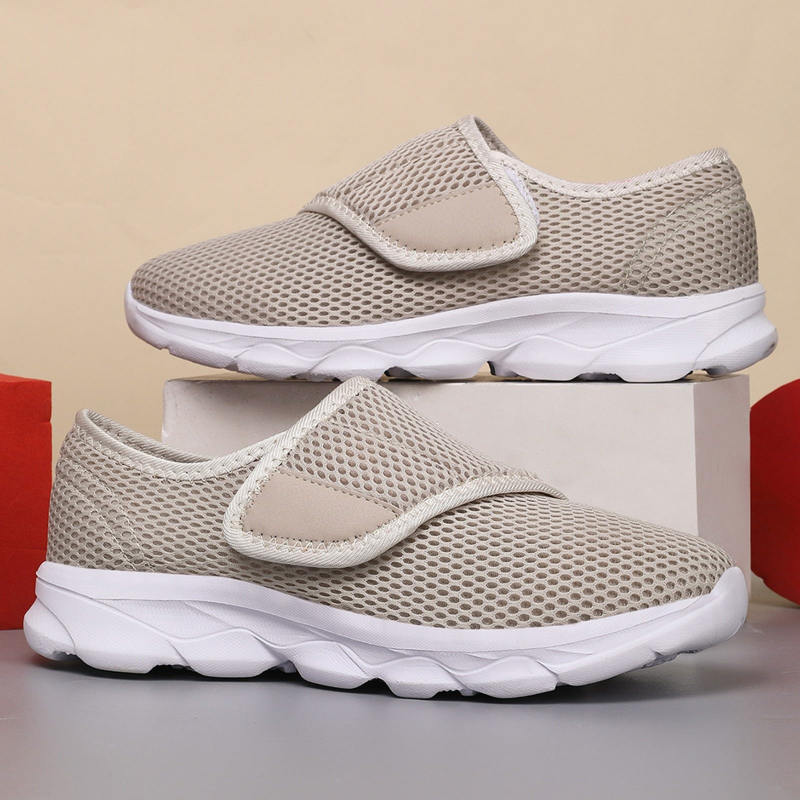 Generico Scarpe Sportive da Donna Casual estive con Chiusura a Strappo pianta Larga Tomaia in Mesh Slip on comode per Camminata Quotidiana e Tempo Libero