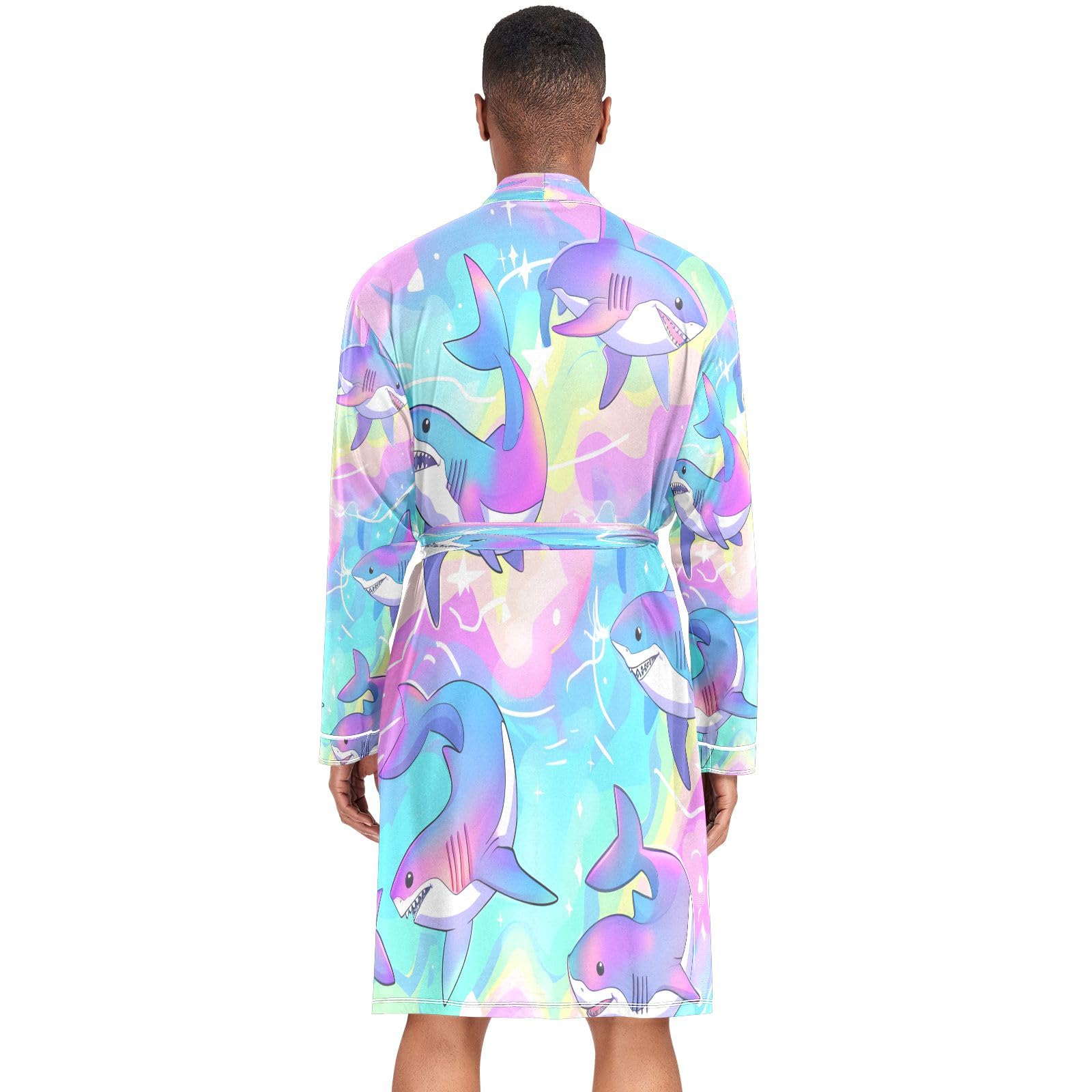 Albornoz ligero para hombre, albornoz de spa, lindo anime, tiburones, natación