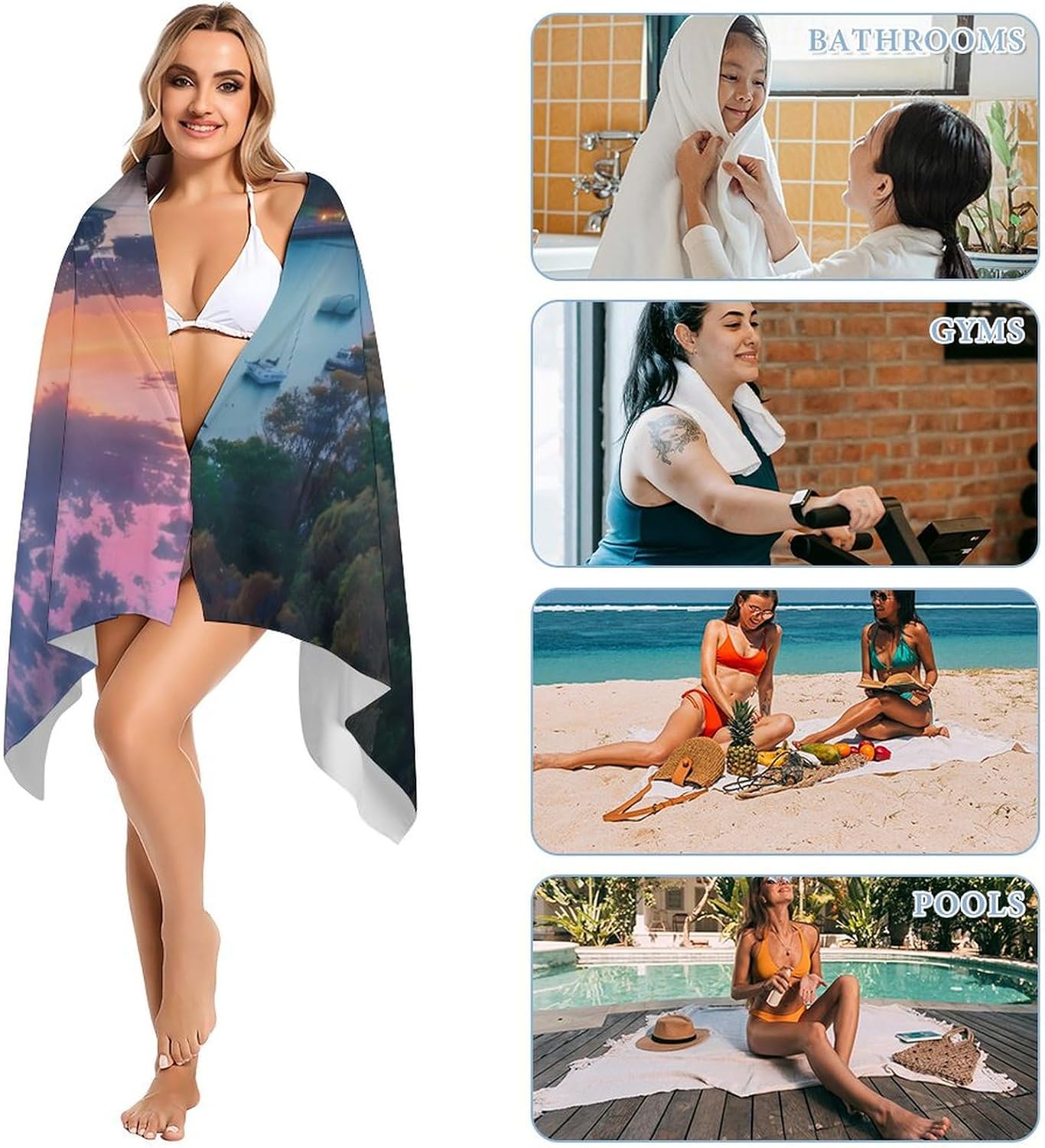 Australia Sydney Bridge Cityscape Skyline Bath Towel Beach Towels Quick Dry Oversized Bath Blanket Highly Absorbent Towel for Women Men 160x80cm