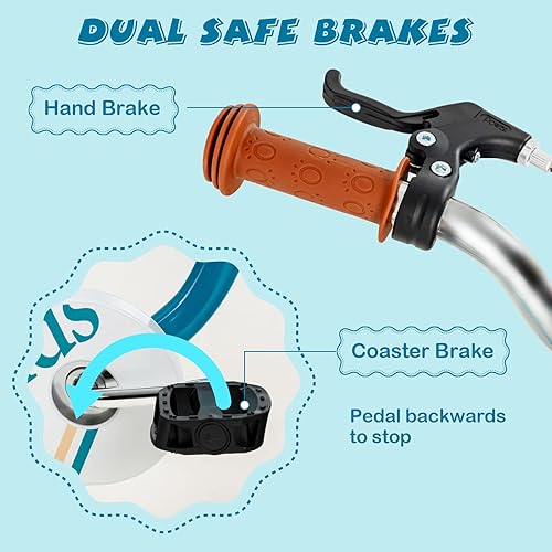 Miniatura 5 de Olakids Kids Bike, 12 14 16 18 Inch Toddlers Bike with Removable Training Wheels Basket, Kickstand, Safety Bell, Adjustable Seat Handlebar,