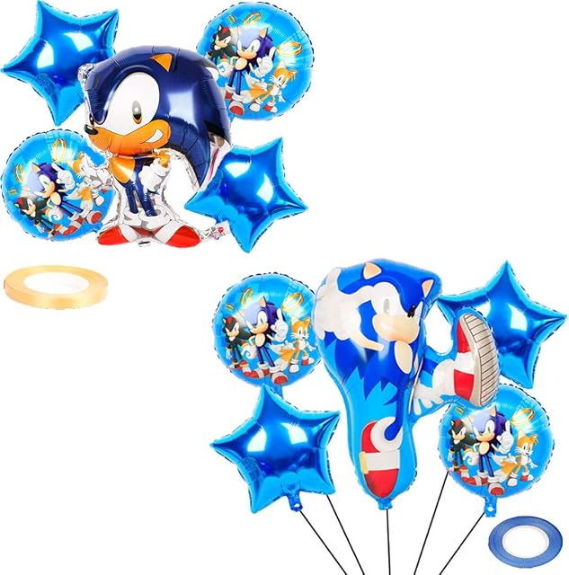 WENTS Sonic Party Supplies, Sonic Hanging Swirl Decorations, Balloons Party Supplies 12" Latex Balloons for Kids Baby Shower Birthday Party Decorations 12pcs