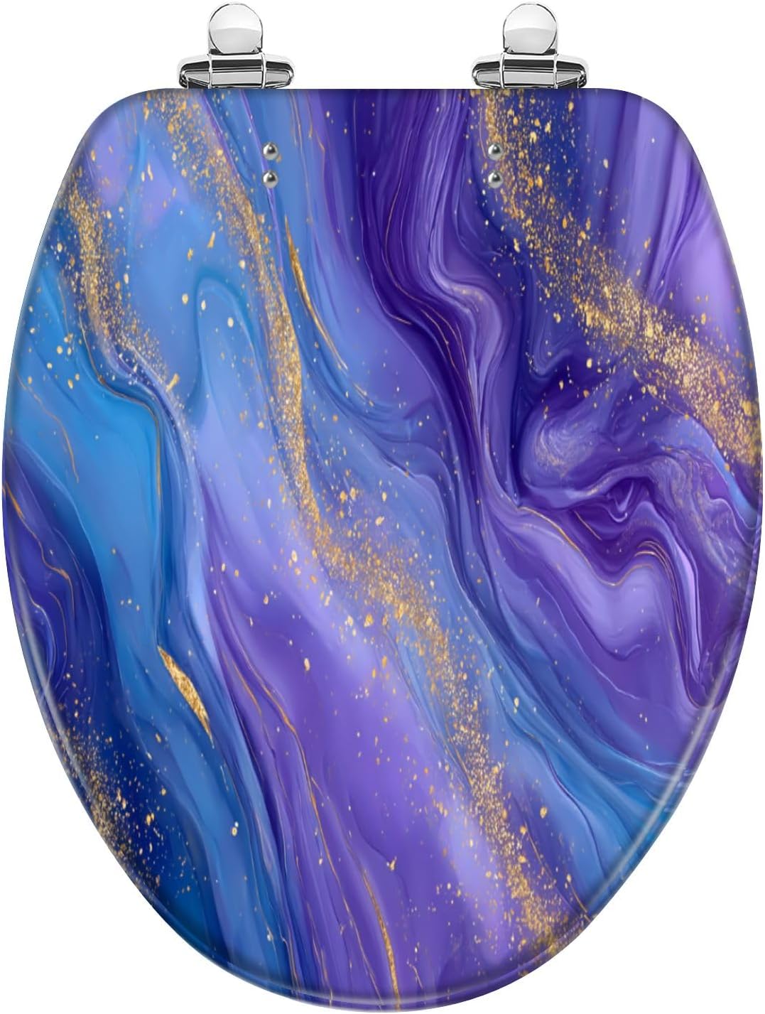 Round Toilet Seat Waterfall Landscape Nature Green Trees Rivers Spring Tropic Forest Resin Toilet Seat Slow Quiet Close Lid with Quick-Release Hinges Cover Bumpers Easy to Clean Install