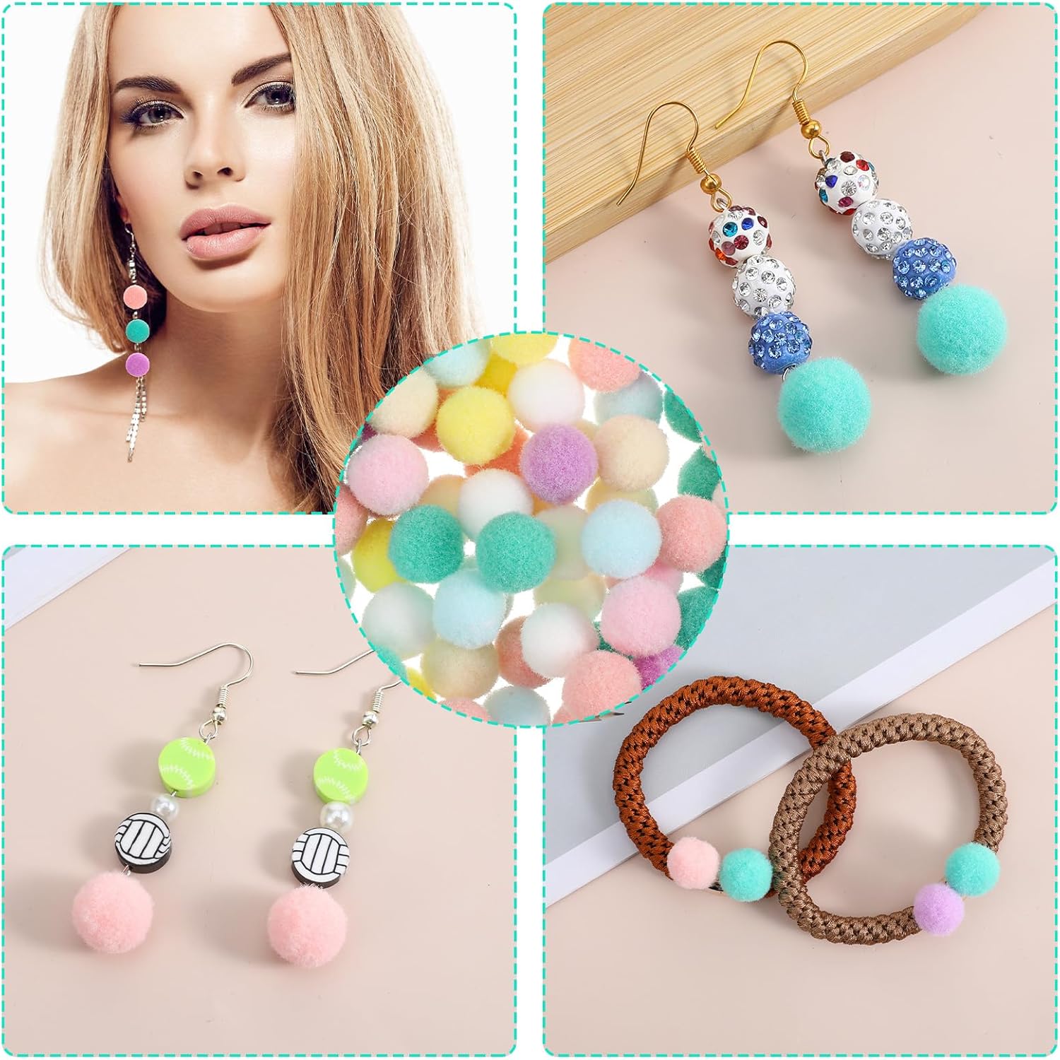 200 Pieces Pom Poms Balls for Crafts, 0.6 Inch Pompom Ball, Multicolor Fuzzy Ball for Crafts, Fuzzy Pompom Puff Balls for DIY Arts, Craft Making Decorations Projects, Home Party Decorations - Image 5