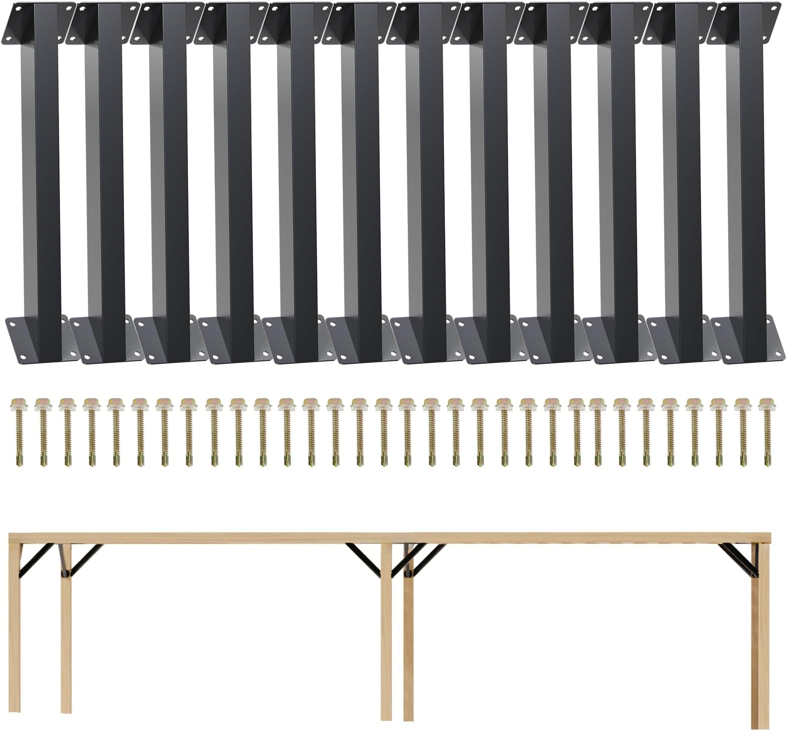 12PC 45 Degree Angle Support Bracket, Pergola Kit Heavy Duty Connector Brace Bracket Kit for Pergolas for for Gazebos Patio Pergolas Log Cabin Elevated Wood Stand Kit