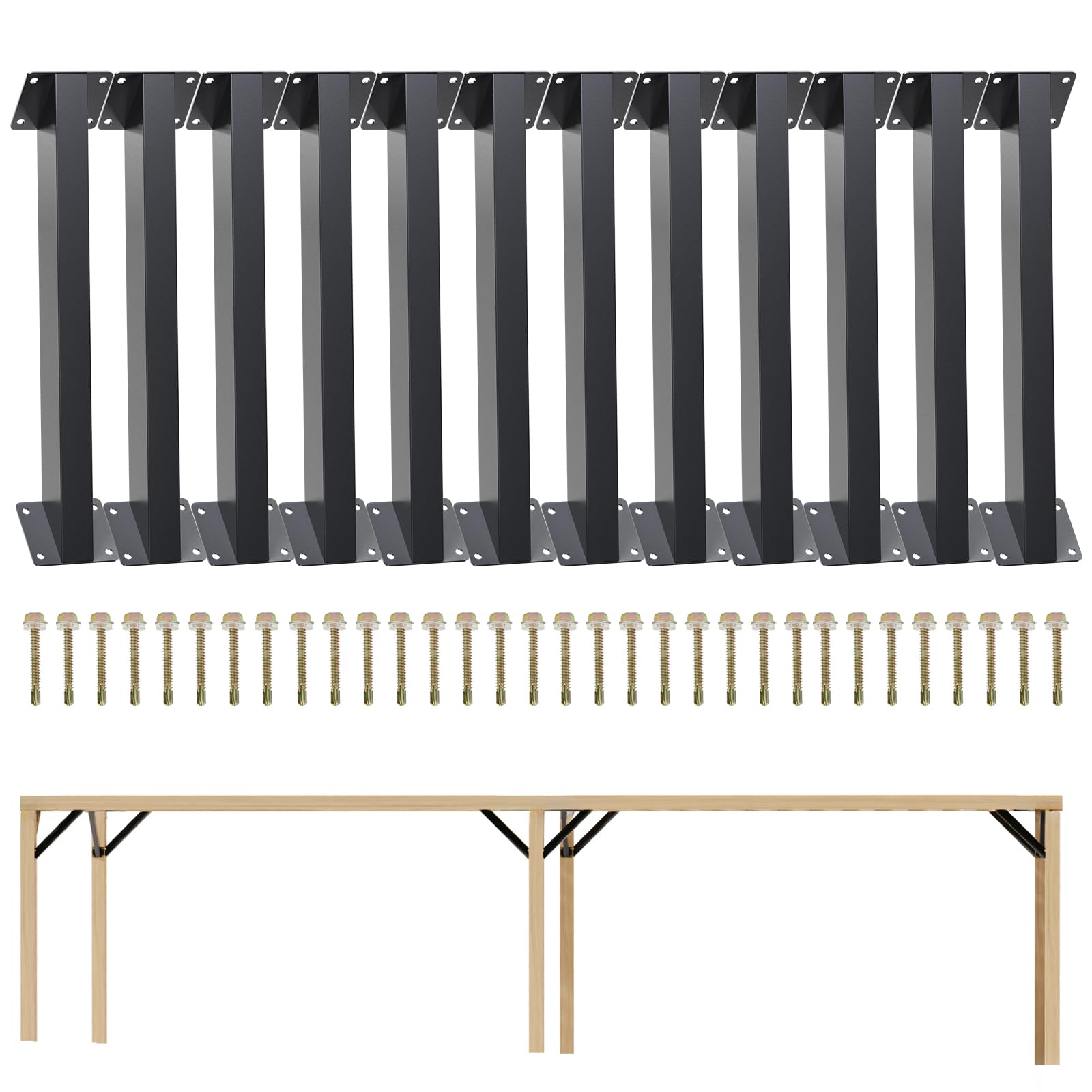 12PC 45 Degree Angle Support Bracket, Pergola Kit Heavy Duty Connector Brace Bracket Kit for Pergolas for for Gazebos Patio Pergolas Log Cabin Elevated Wood Stand Kit
