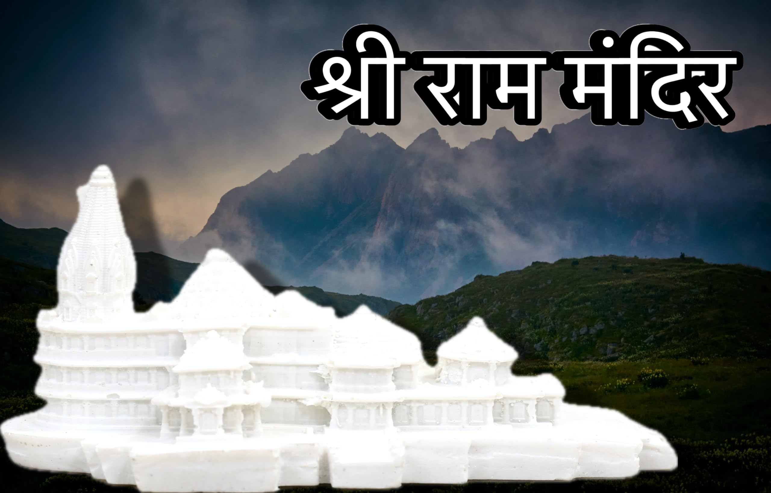 NEKKO Ram Mandir Ayodhya Model 3D Design | Ayodhya Ram Mandir Model Resin for Home Temple Home Decor & Gifts (6 Inch Length), White