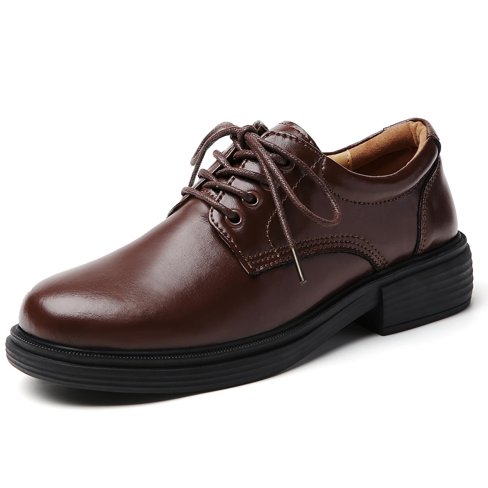 OKJ Oxford Shoes for Women, Black Womens Oxford Shoes Leather Platform Women's Oxfords Comfortable Dressy Slip On, Lace Up Loafers Casual Work