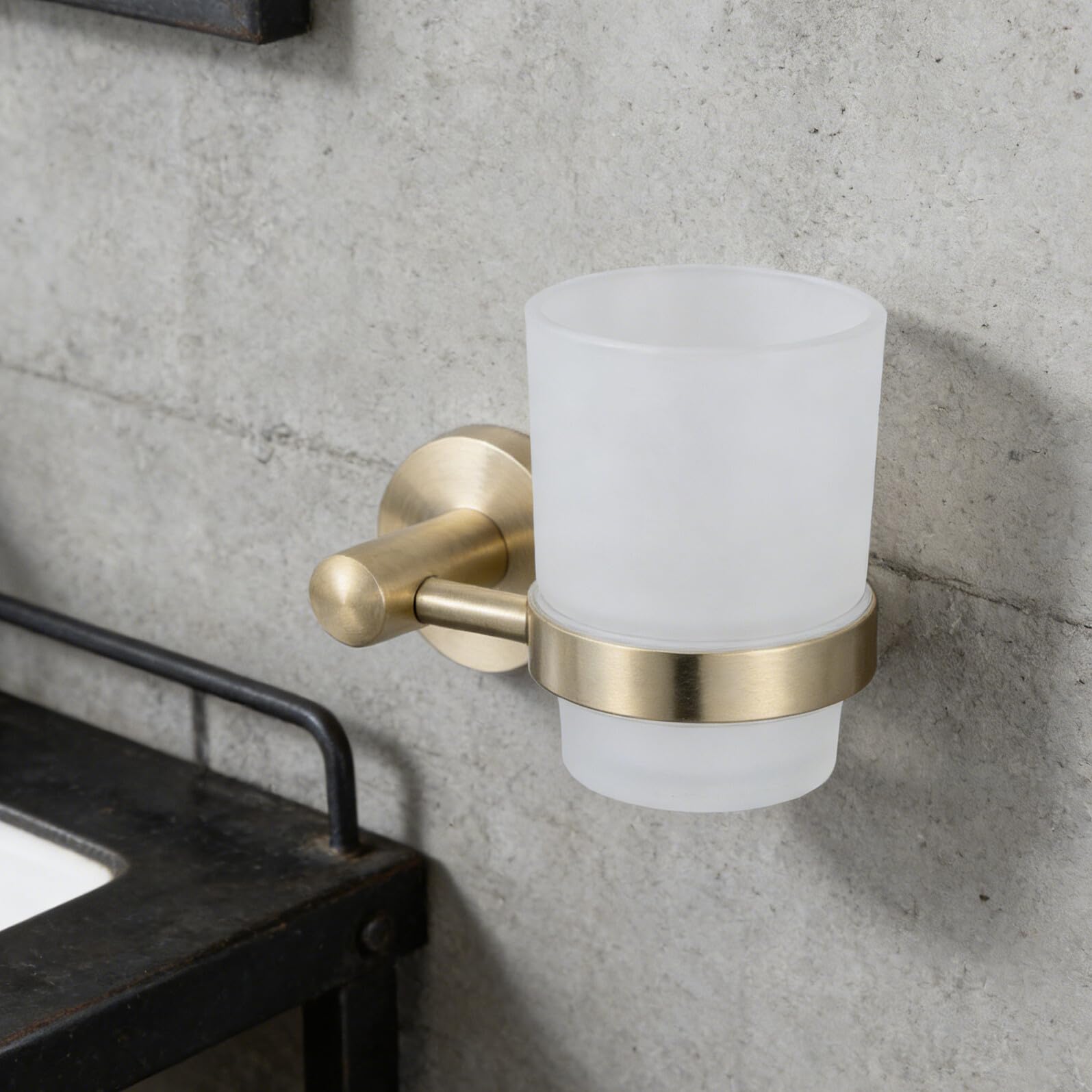 TOYANDONA Cepillo Vaso Dientes para Soporte de Inoxidable de Acero y de Vidrio Esmerilado Montado Diseño Resistente Almacenamiento Multifuncional Pared para Baño y Dormitorio