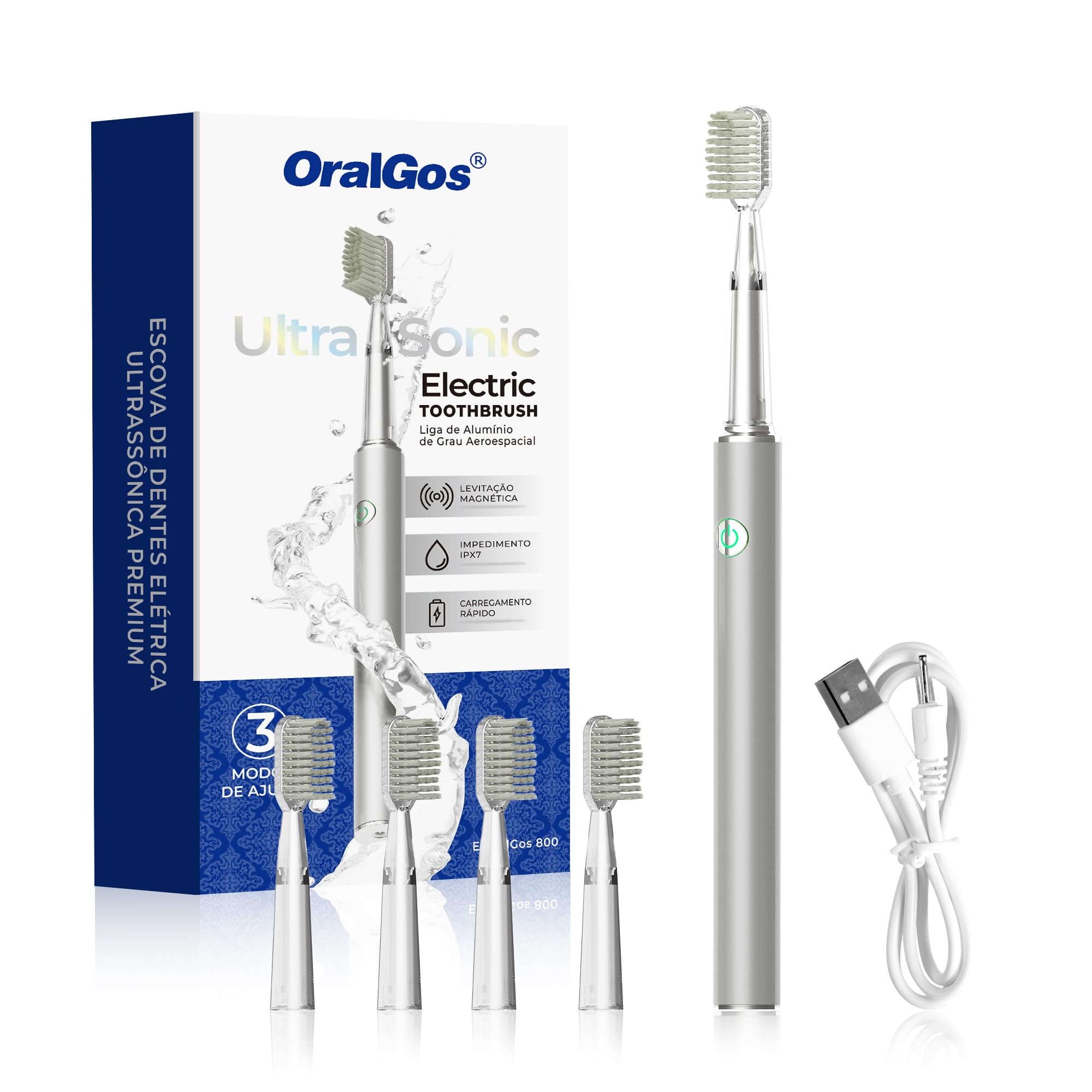 OralGos Escova de Dentes Elétrica Sônica para Adultos