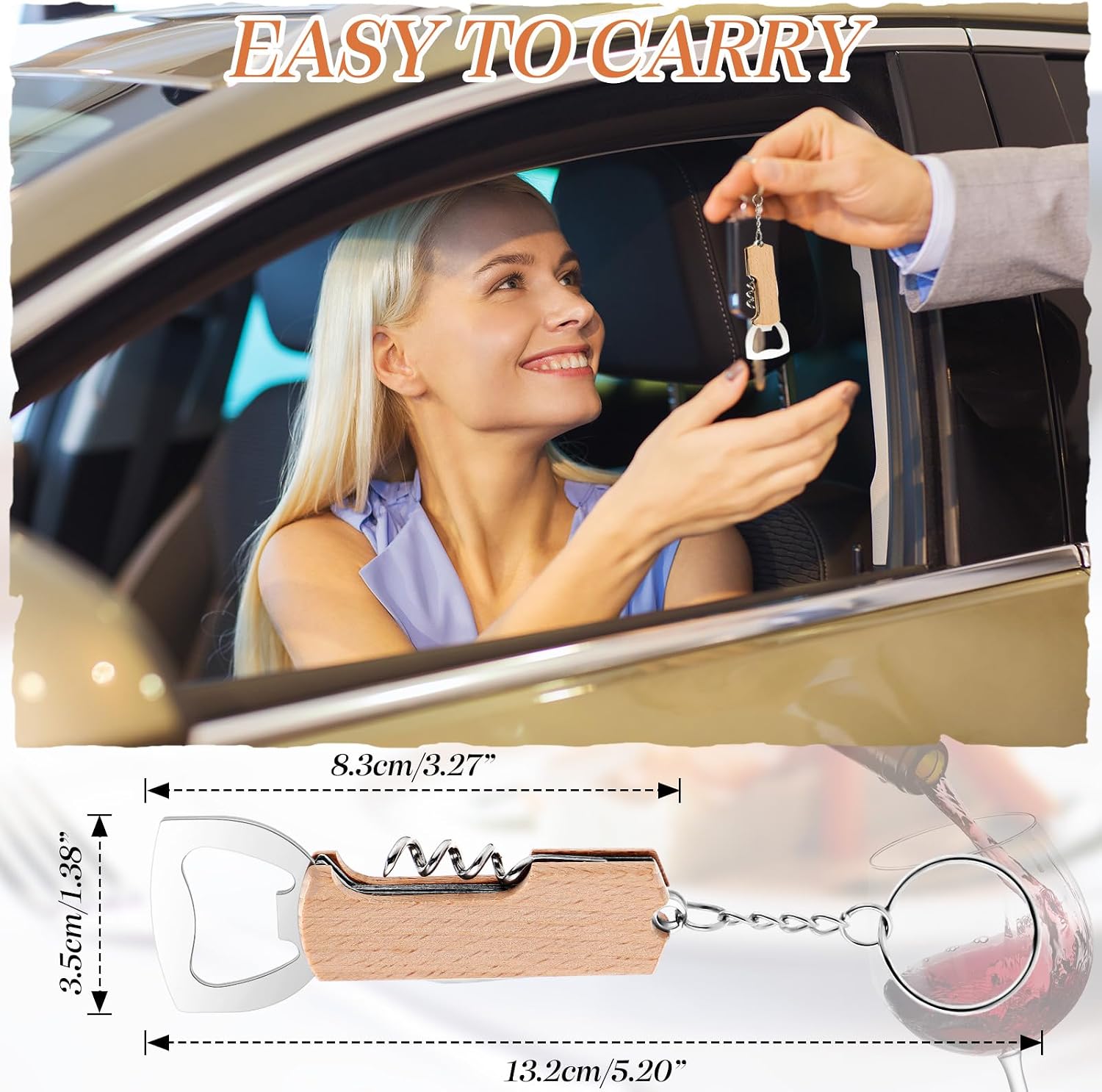 Ziliny 24 Pcs Wine Bottle Opener Keychains Bulk, Brown