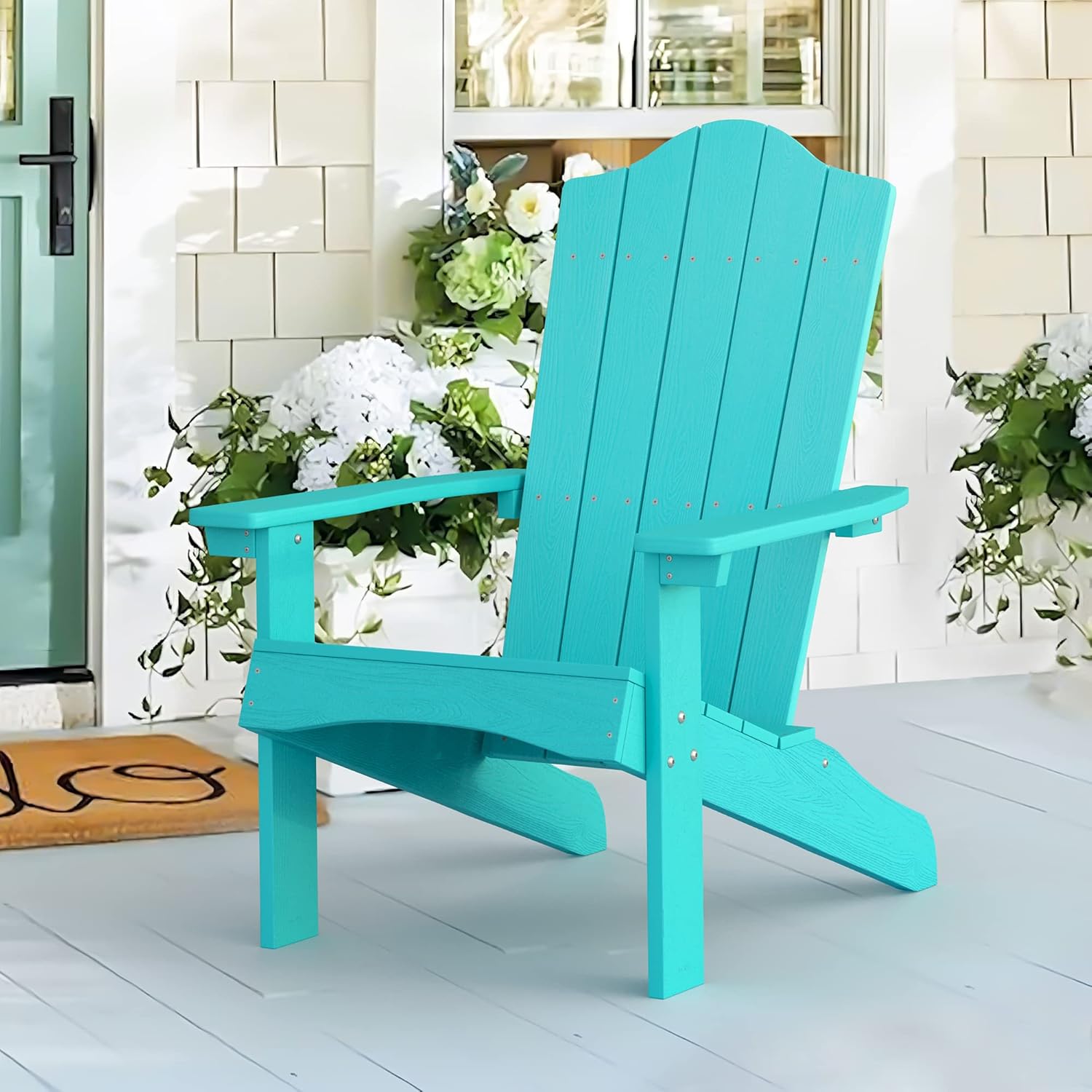 LUE BONA Adirondack Chair, Aruba Blue Poly Adirondack Fire