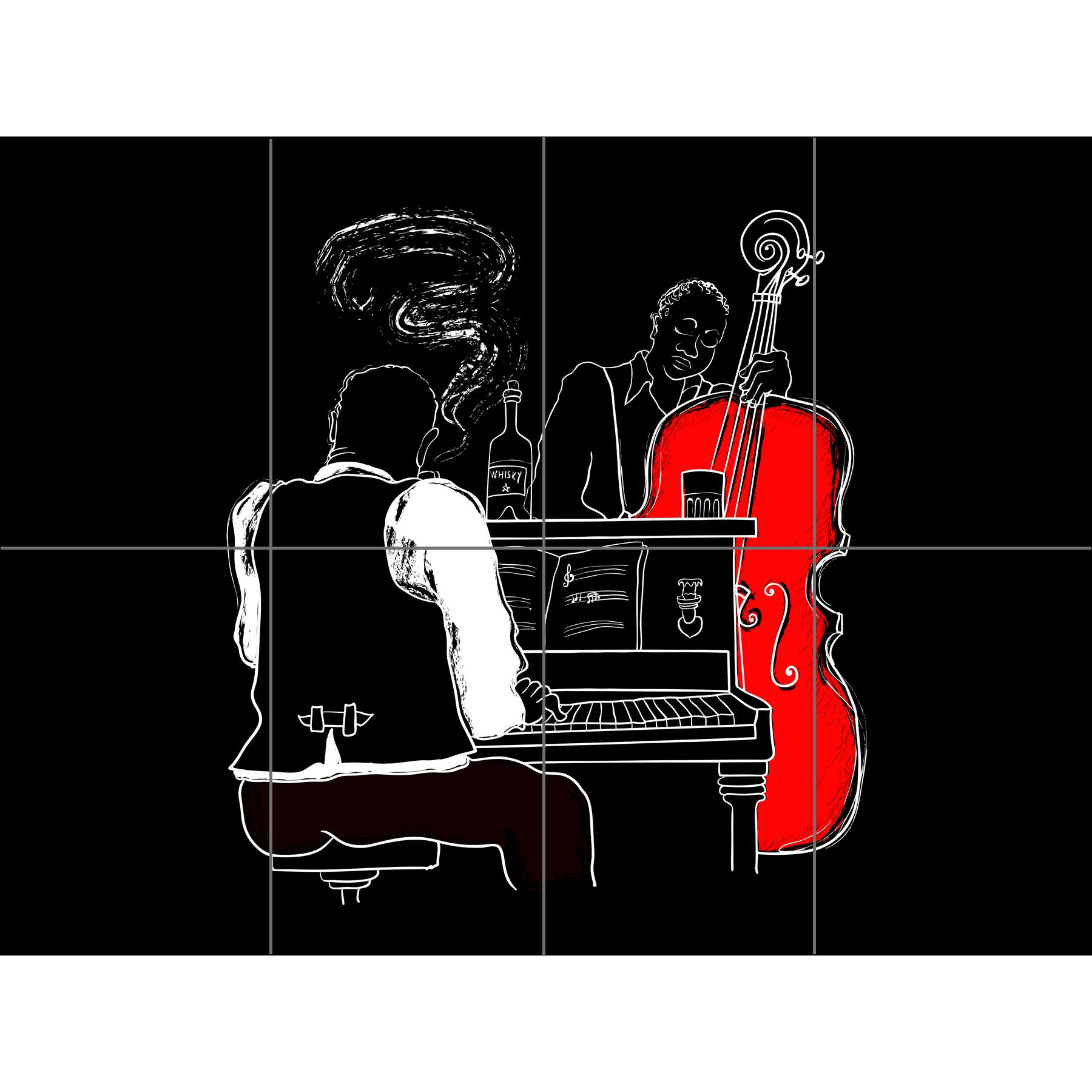 Artery8 Musicians Jazz Piano Illustration XL Giant Panel Poster (8 Sections)