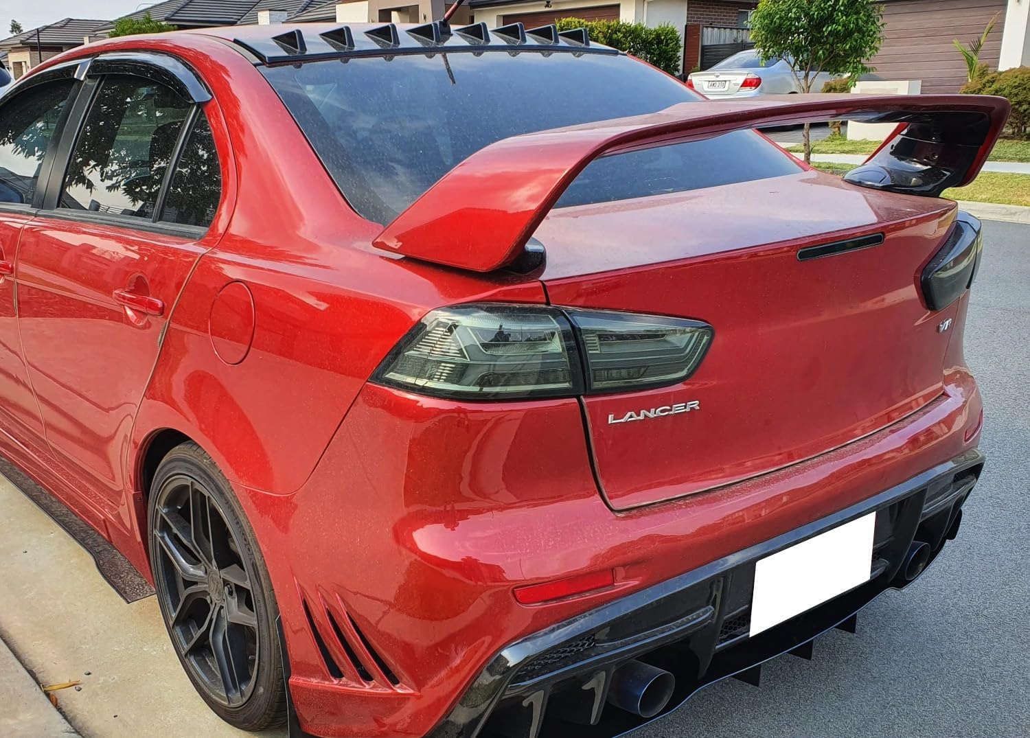 iJDMTOY OEM-Spec Dark Smoked Lens Full LED Trunk Lid Third Brake Light Bar Assembly Compatible With 2008-2016 Mitsubishi Lancer, Evolution X Sedan