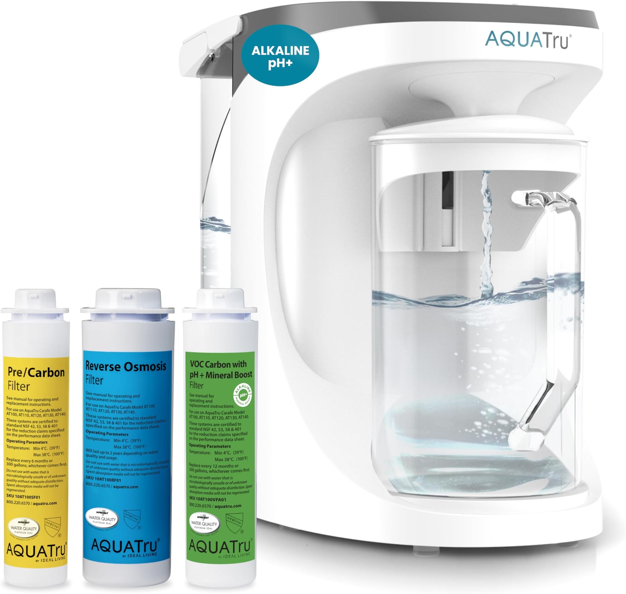 Carafe with Alkaline Mineral Boost VOC Filter | Countertop Water Purifier with Exclusive 4-Stage Ultra Reverse Osmosis Technology (No Plumbing or Installation Required) | BPA Free