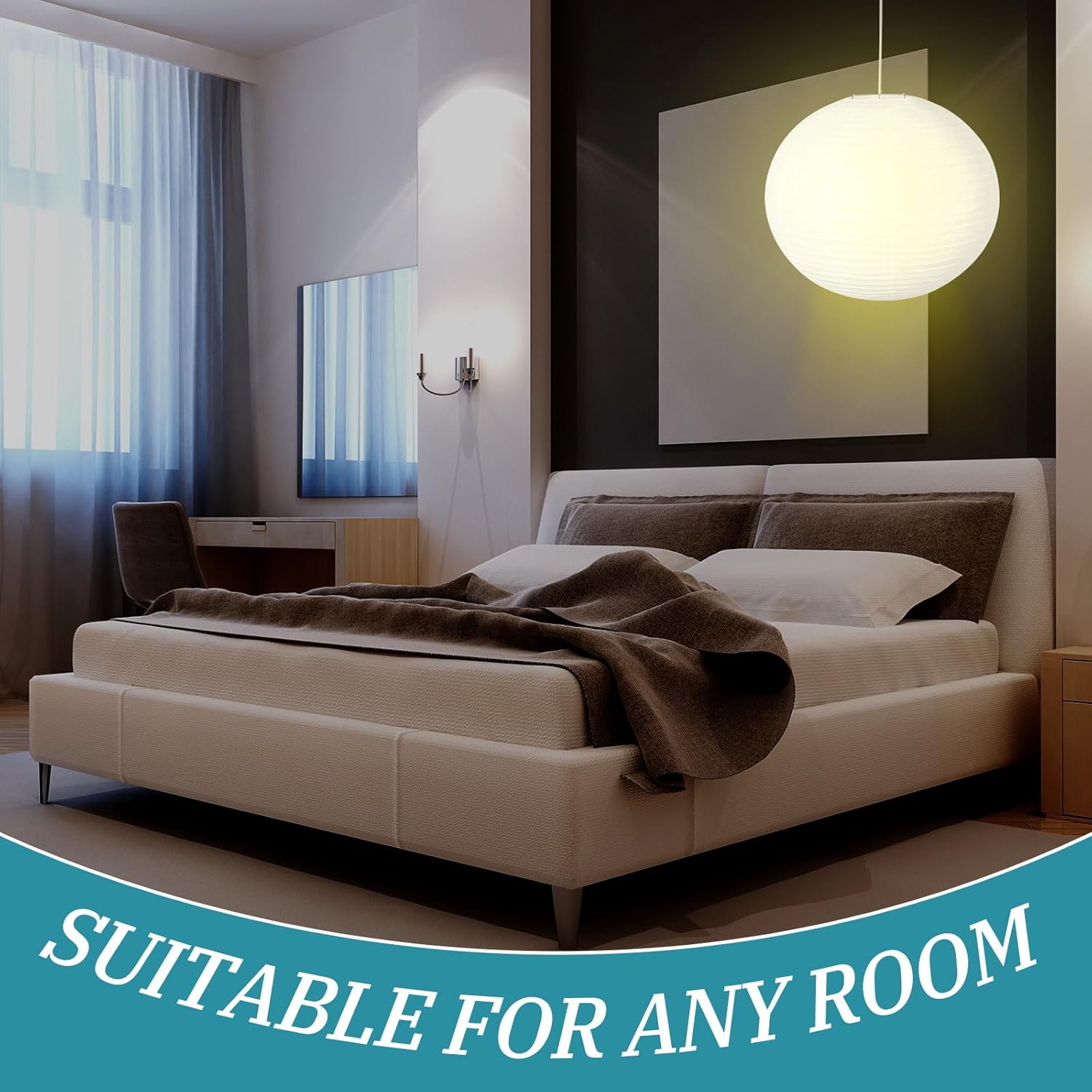 2 Sets Jumbo Round Paper Lanterns with Lamp Cord Cable White Hanging Paper Lanterns Chinese Japanese Pendant Hanging Lamp for Birthday Wedding Bridal Anniversary Party Decoration(30 Inch)