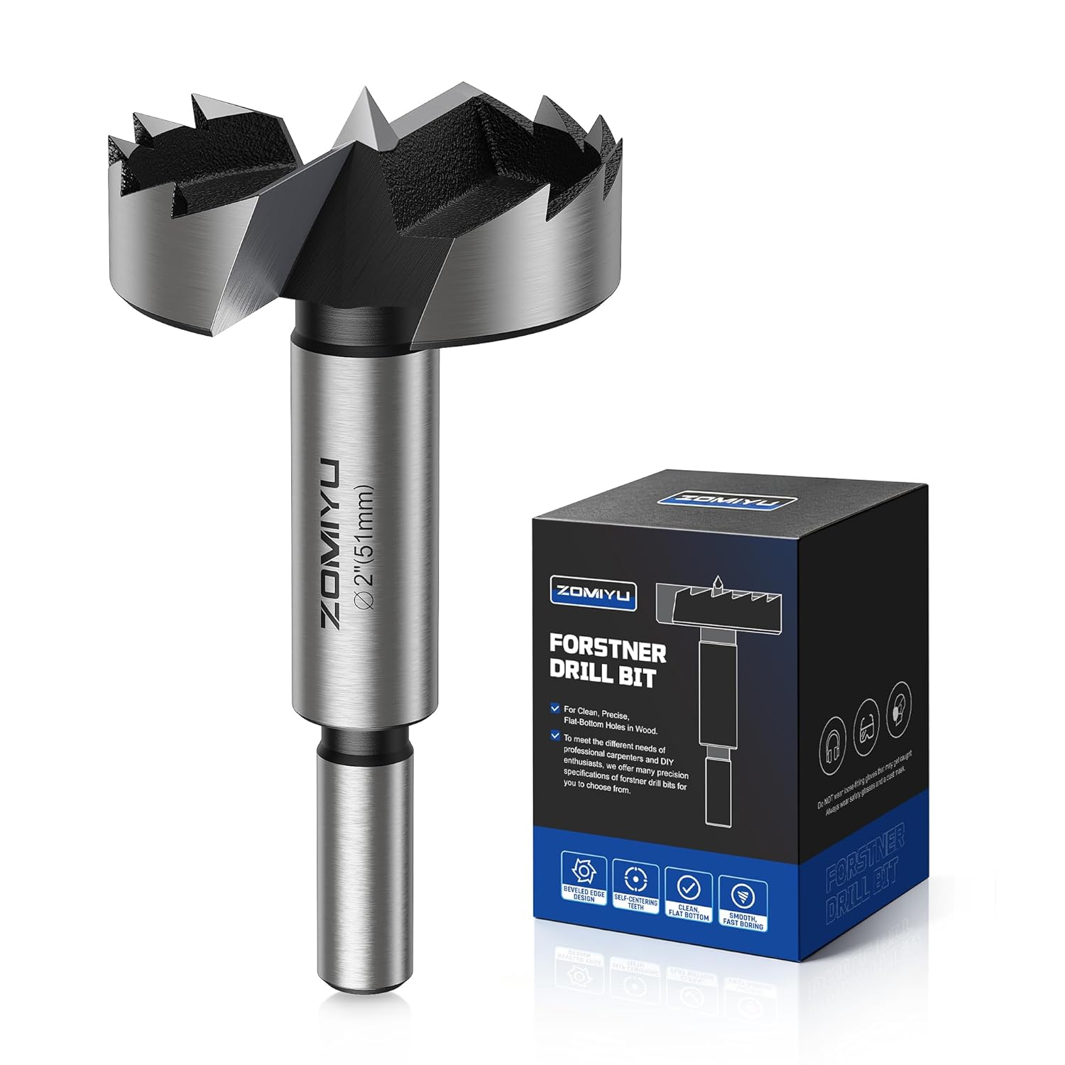 5/8" Forstner Drill Bit for Woodworking, 2-Pack Forstner Bit with Precision Multi-Tooth Design for Wood, Plywood, Plastic, Flat Bottom and Pocket Holes, Round Shank