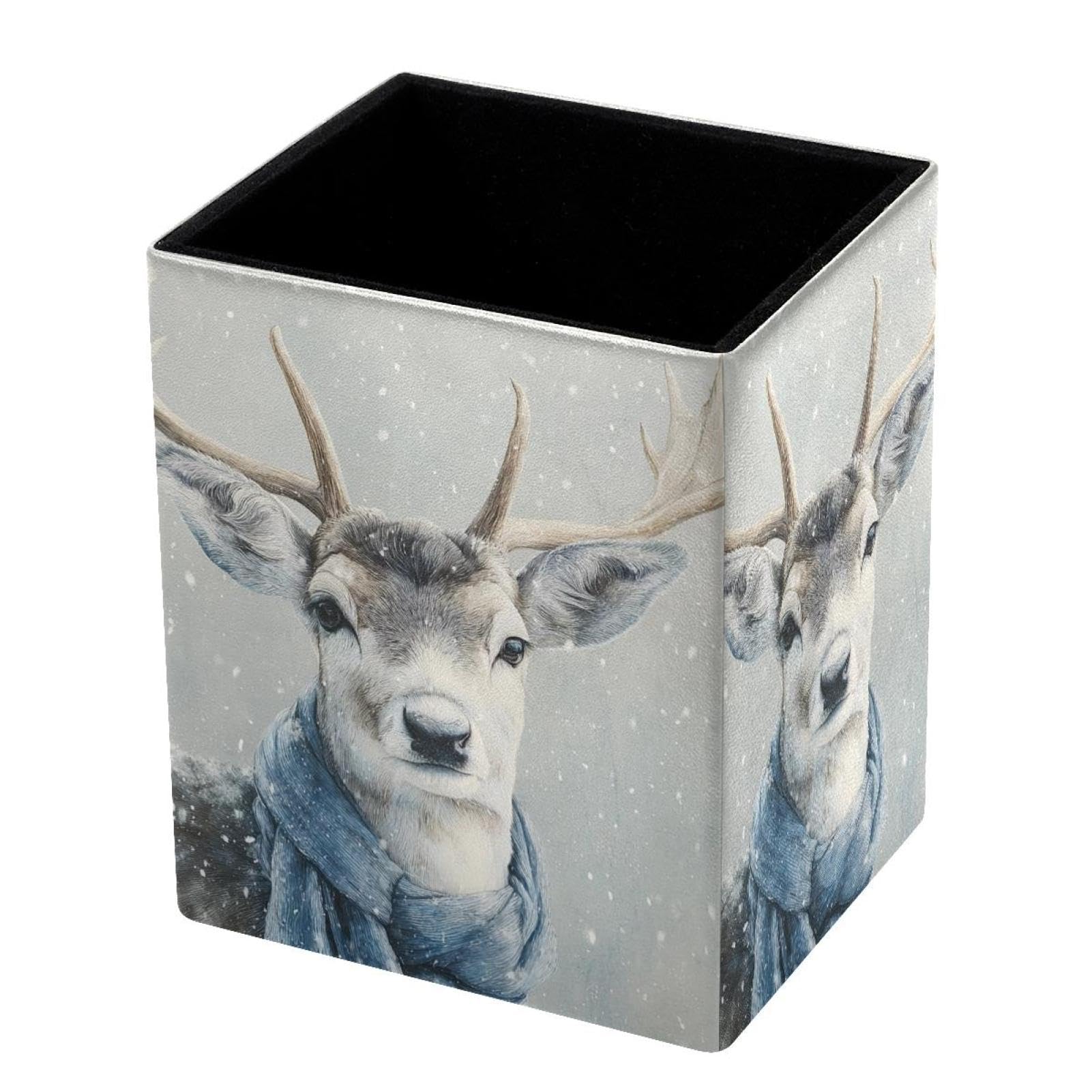 VAPOKF Pencil Holders for Desk, Deer Printed Pen Holders Pen Pot Makeup Brushes Storage Desktop Stationery Supplies Organiser for Home Office