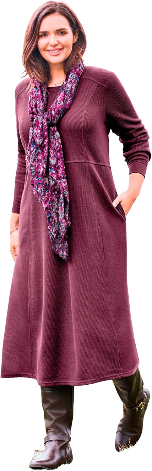 Woman Within Plus Size Thermal Knit A-Line Dress