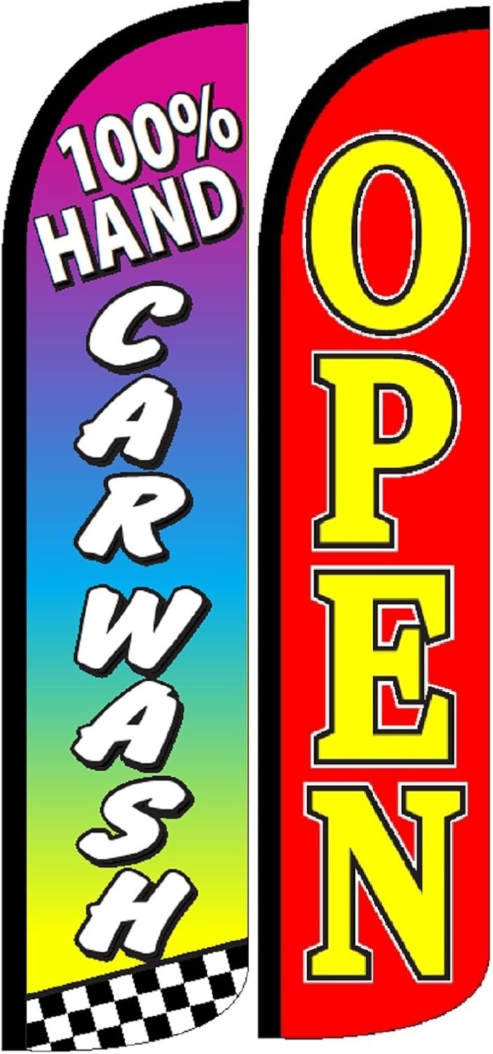 OnPoint Wares 100 HAND CAR WASH OPEN Flag Pack of 2