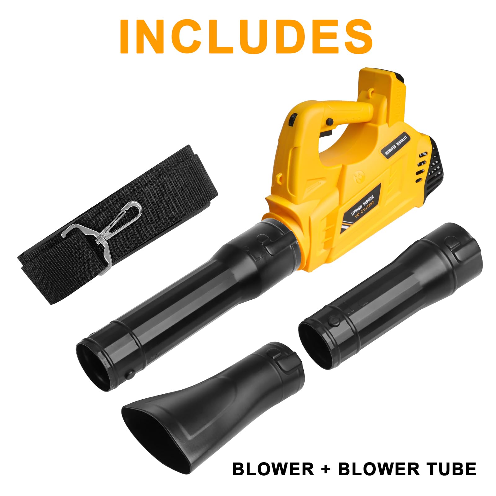 Soffiatore a batteria per DeWalt XR Li-ion 18V DCB184 DCB182 DCB181 DCB180 | senza batteria,Con 6 velocità e tracolla,Potente soffiatore da cantiere,per giardino,prato,rimozione foglie