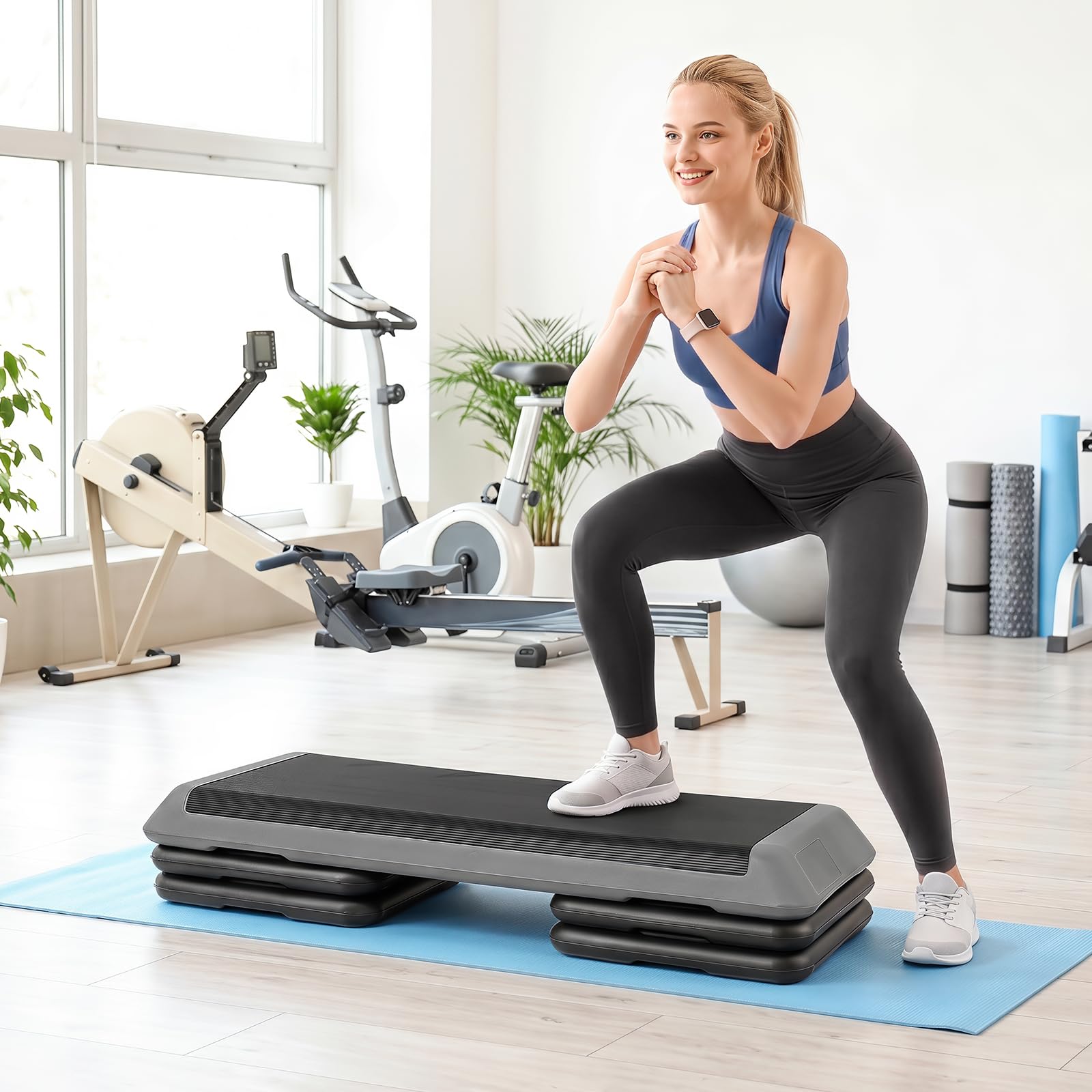 COSTWAY Stepper aerobowy z 3-stopniową regulacją wysokości | Antypoślizgowy step do 150 kg, stepper fitness z 4 blokami podporowymi, do domu, studia fitness