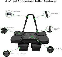 Vista 2 de Ab Roller Home Gym Equipment – 4 Wheels Ab Wheel Muscle Roller with LCD Screen Ideal Exercise Equipment for Home – Comfortable Elbow Support with