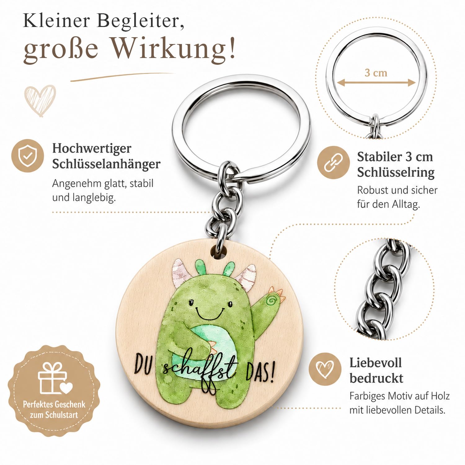 Schlüsselanhänger Einschulung, Glücksbringer Schulanfang Schutzengel Mutmacher Mutstein Schultüte Anhänger für Kinder