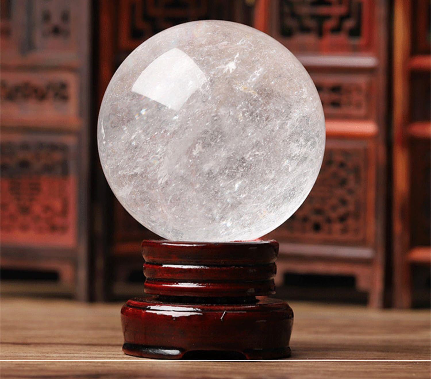 ICXLPMC White Crystal Ball Ornaments high-end Home Stone Polished Housewarming Feng Shui Desktop Town House,100mm