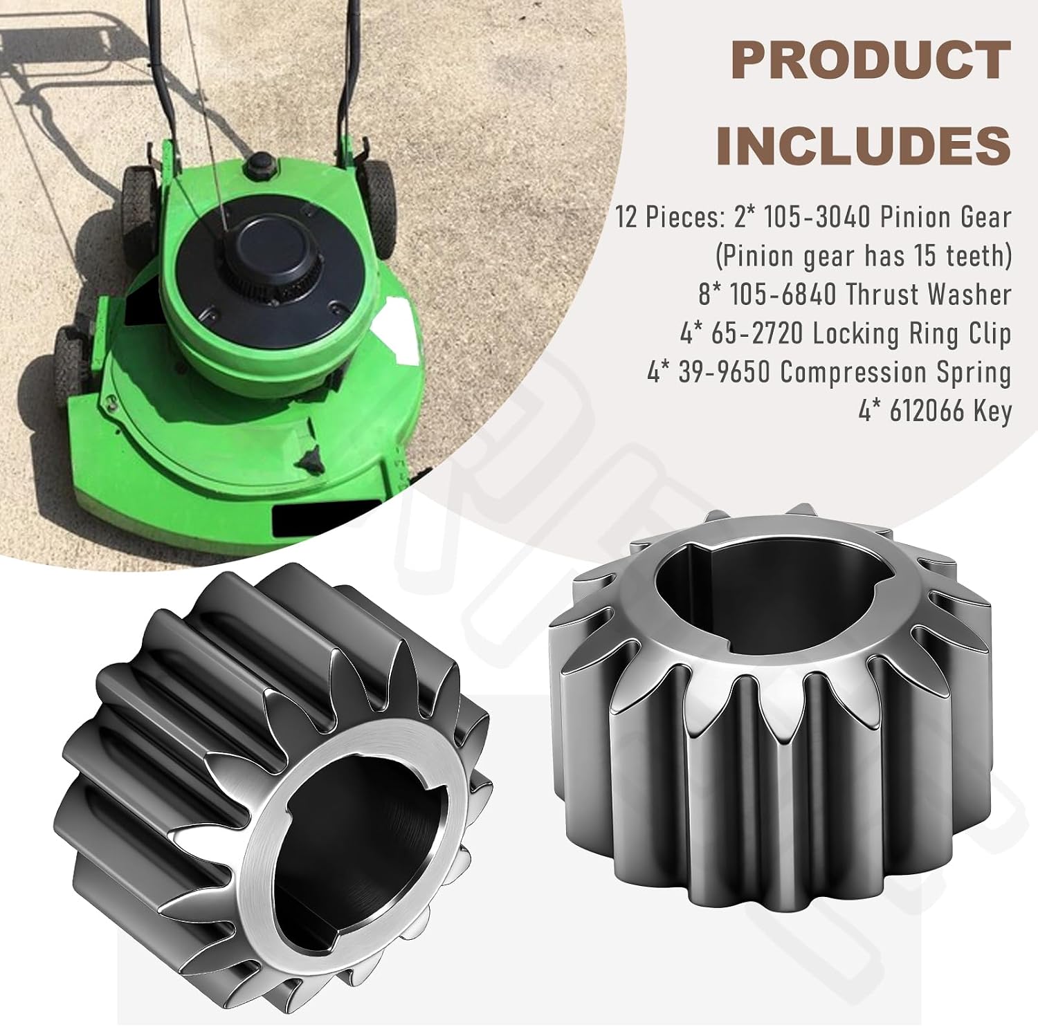 105-3040 105-6840 Recycler Lawn Mower Rear Wheel Gear kit Compatible with Toro 22'' Recycler Lawnmower, Replaces 105-6840 612066 65-27204 39-9650