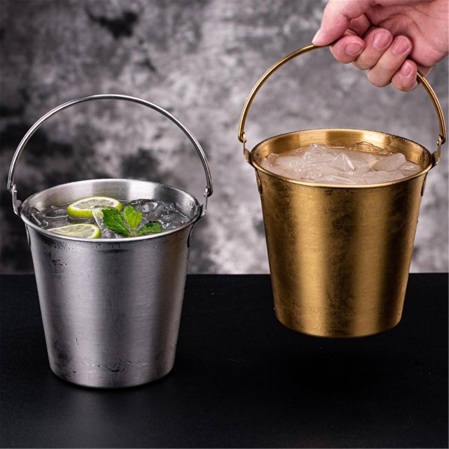 Ice Bucket Home Bar 700ml Stainless Steel Ice Bucket For Drinks And Parties Insulated Ice Bucket(Gold)