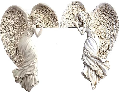 Marco de puerta, adornos de estatuas de ángel con alas en forma de corazón, escultura en tu esquina, manualidades de pared de resina para el hogar,