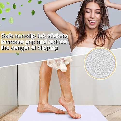 Miniatura 10 de Tapete de ducha antideslizante blanco de 21 x 21 pulgadas, para bañera con orificios de drenaje, adhesivo de seguridad antideslizante, tapete de