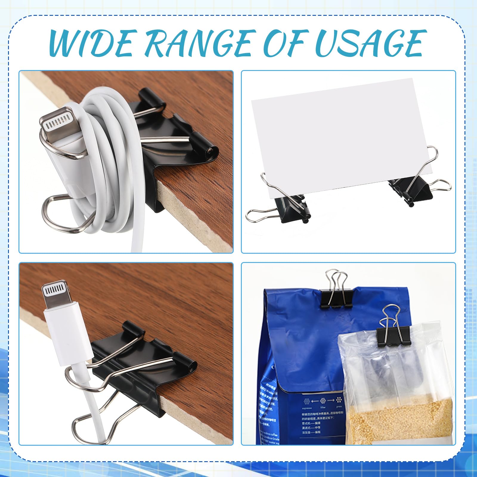 Jetec 200 Stück extra große Binder-Clips aus Metall, Bürobedarf, schwarze Papierklemmen für Lehrer, Studenten, Schule, Klassenzimmer, Büro, Geschäftsbedarf (5,1 cm)