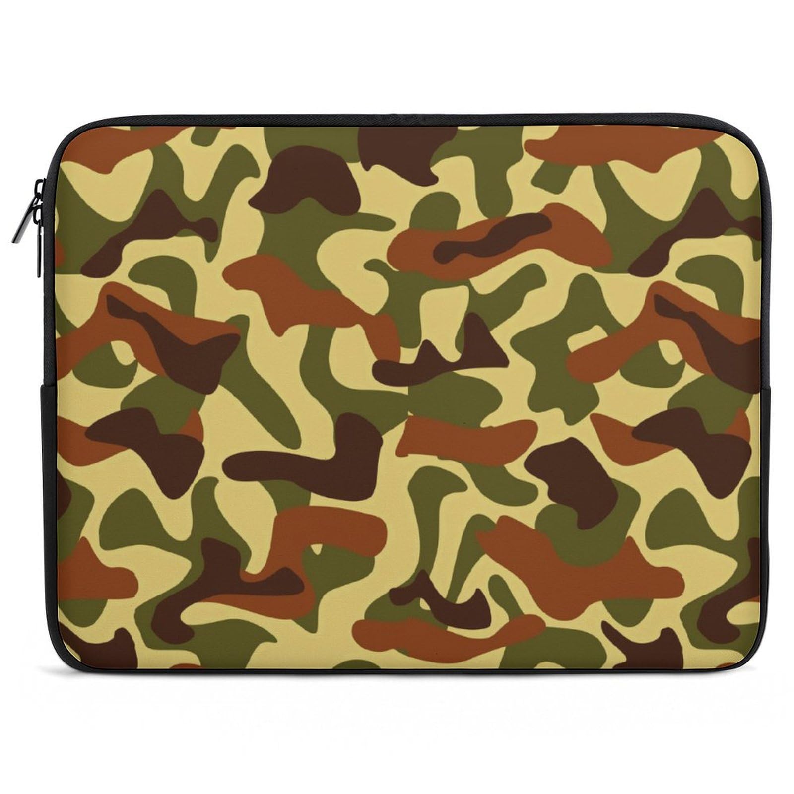 Brown Green Camo Print Laptop Sleeve for Women Men Notebook Impact Resistant Laptop Bag 13inch Protective Sleeves Case Girls Computer Travel Storage