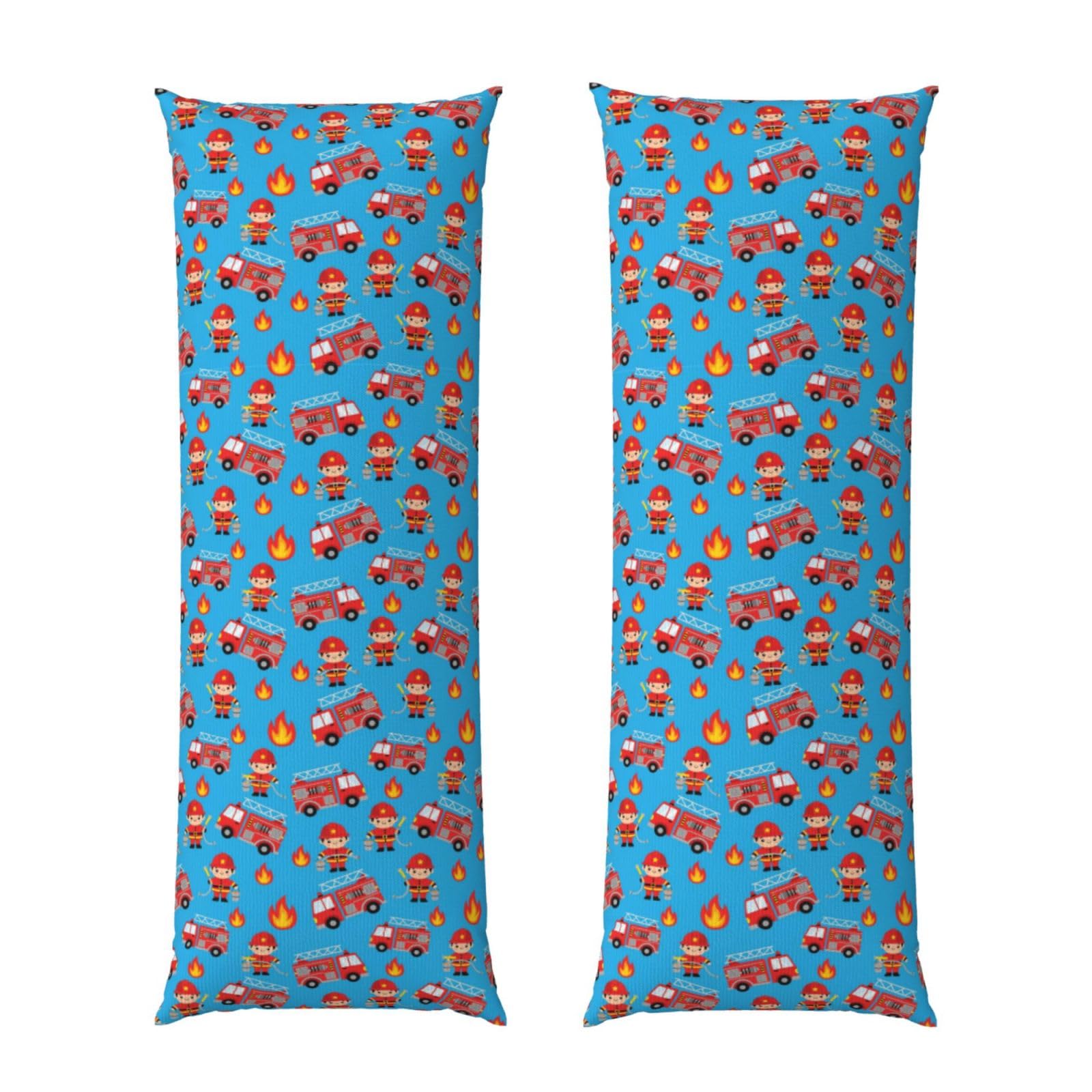 Body Pillowcase 20x60 Inch, Red Fire Truck Cartoon, Luxury Soft Pillow Cover with Zipper Closure, Plush Breathable Fabric for Men Women Bed Sofa Home