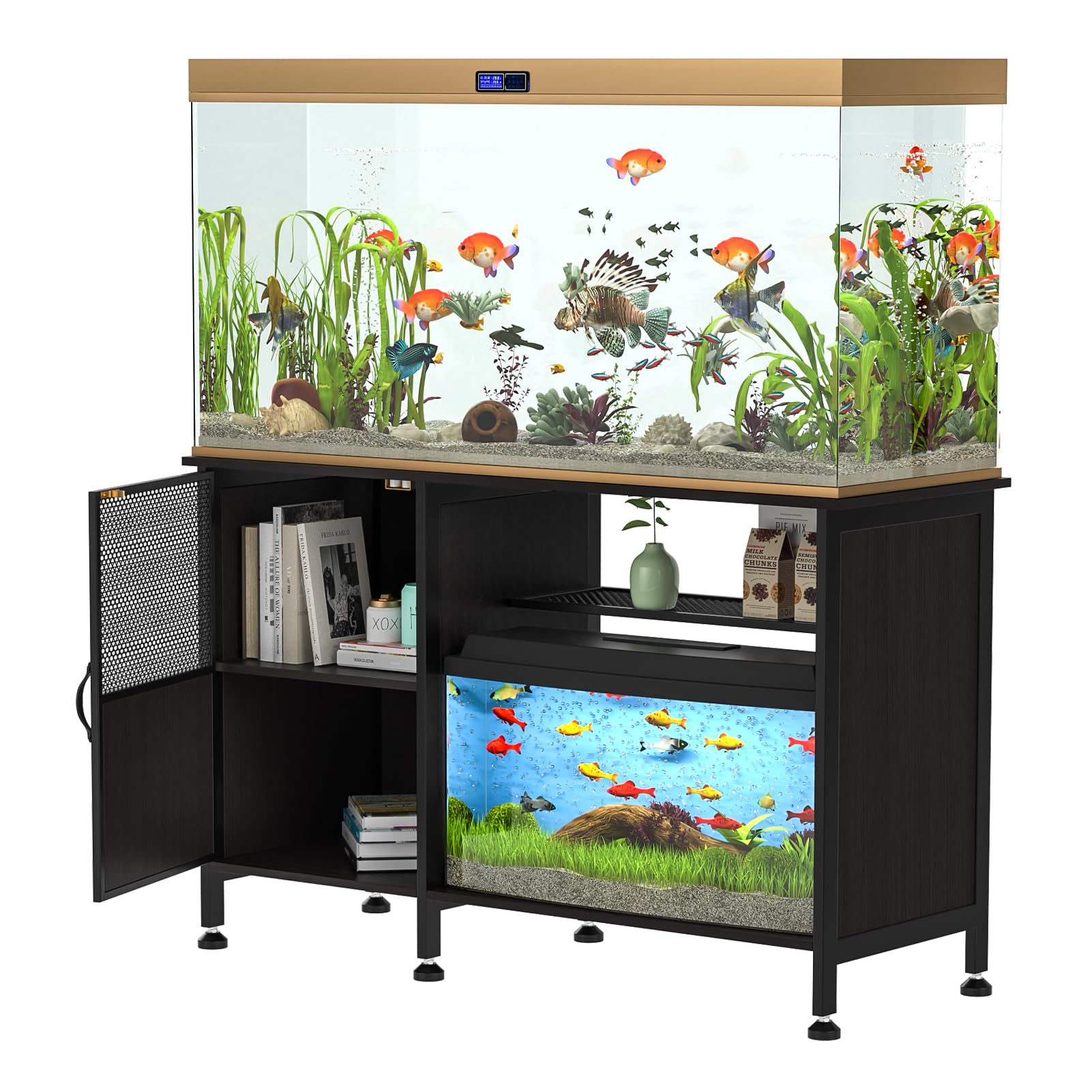 fish tanks accessories stockport YOXIER 55-75 Gallon Tank Stand,Aquarium Stand with Power Outlets and Cabinet,Heavy Duty Wood Aquarium Stand with Cabinet for Fish Tank Storage US Fast Arrive : Pet Supplies The integrated power outlet Style:80/1500 yds bronzeback SLX DC : Sports corvalus