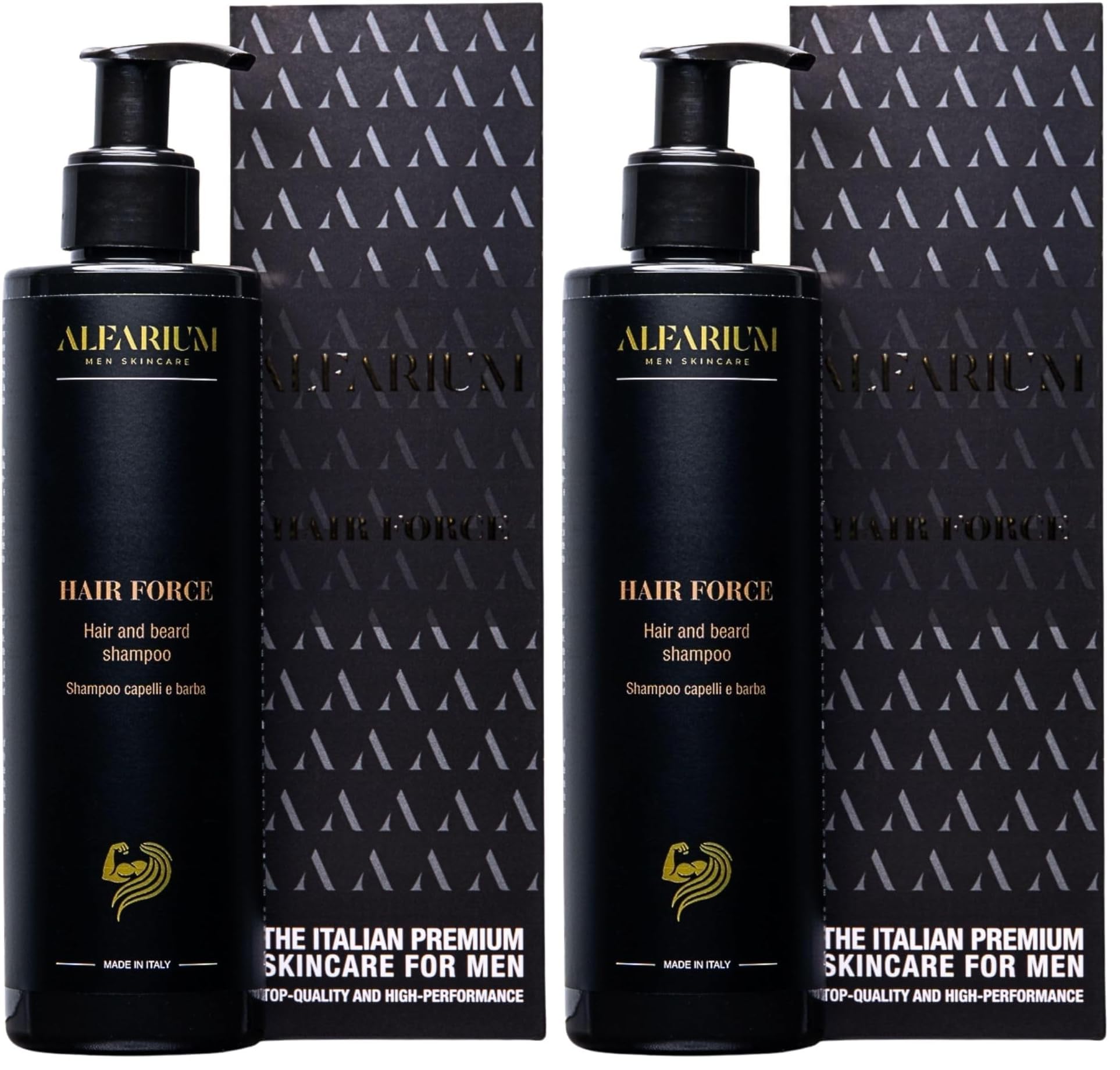 Shampoo Uomo Anticaduta & Shampoo Barba | Con Peptidi e Attivi Rinforzanti | Aiuta a Fortificare Capelli e Barba | Detersione Energetica Uomo | per la Caduta dei Capelli (Confezione da 2)