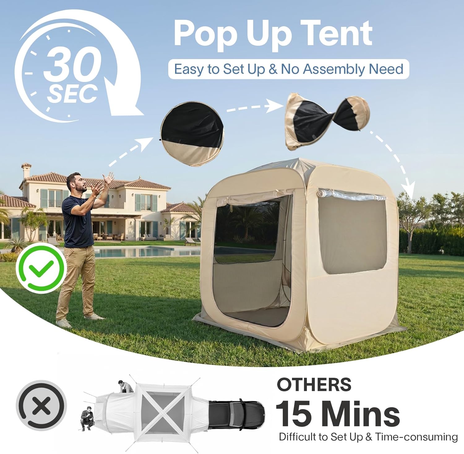 Alvantor® SUV Tailgate Tent, Instant Pop Up Car Tent Creates Extra Living Space, UV Protection, Quick Setup in Seconds for Family, Road Trips, Tailgating, Beach, Outdoor Camping