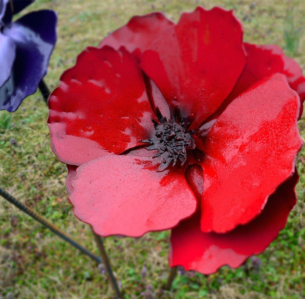 Poppy metal garden stake