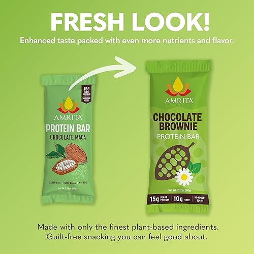 Miniatura 39 de Amrita Manzana canela vegana, sin gluten, barras altas en proteínas 0.53 oz de proteína a base de plantas, alta fibra, sin maní ni lácteos Barra
