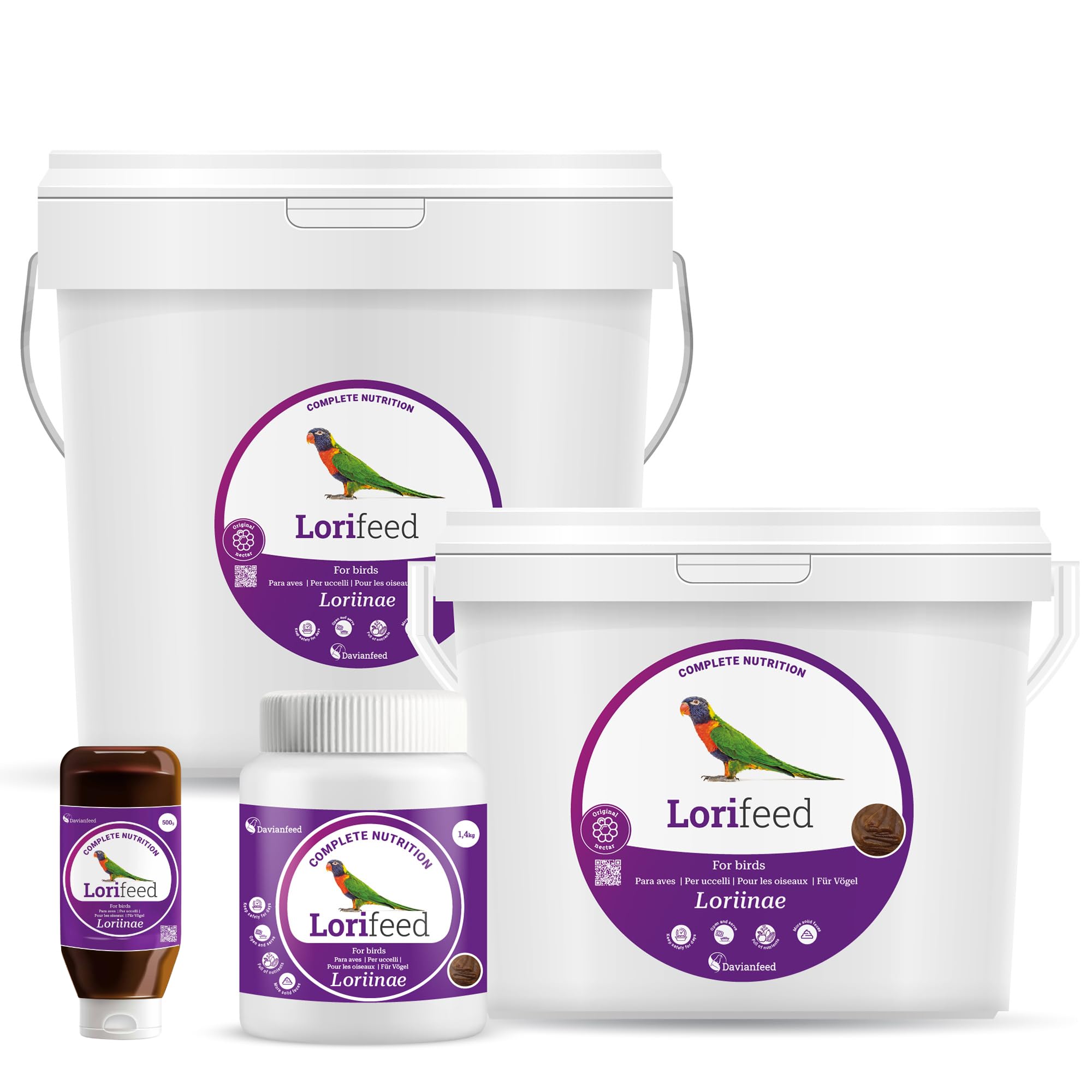 Lorifeed – Nektar-Loris komplett 5 kg – Futter für Nektarsische Vögel – natürliche Formel – Premium Qualität und Gesundheit des Verdauungssystems Davianfeed