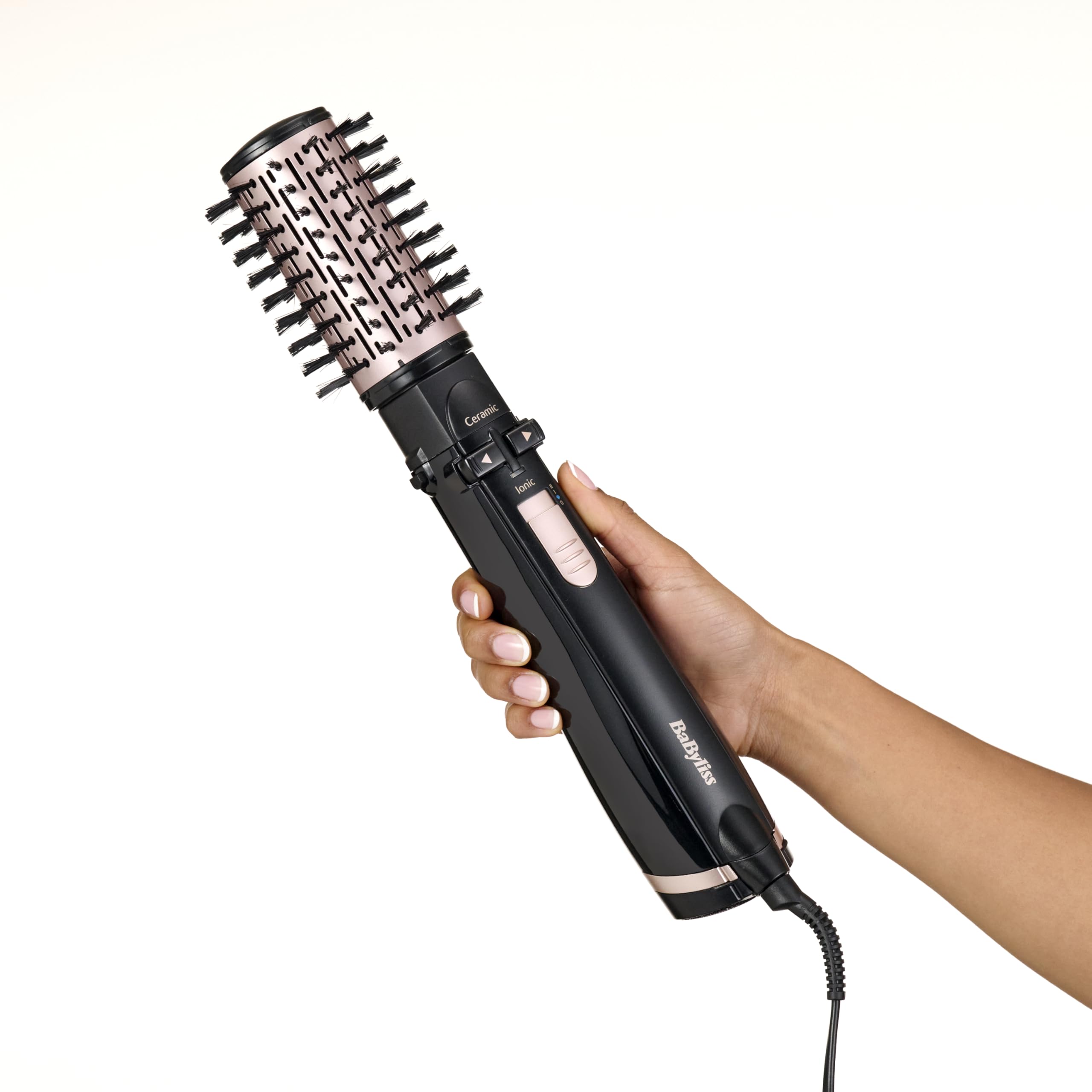 BaByliss AS200E Cepillo Rotatorio de Aire Styler Iónico con 4 Accesorios Secador Alisador Voluminizador Negro