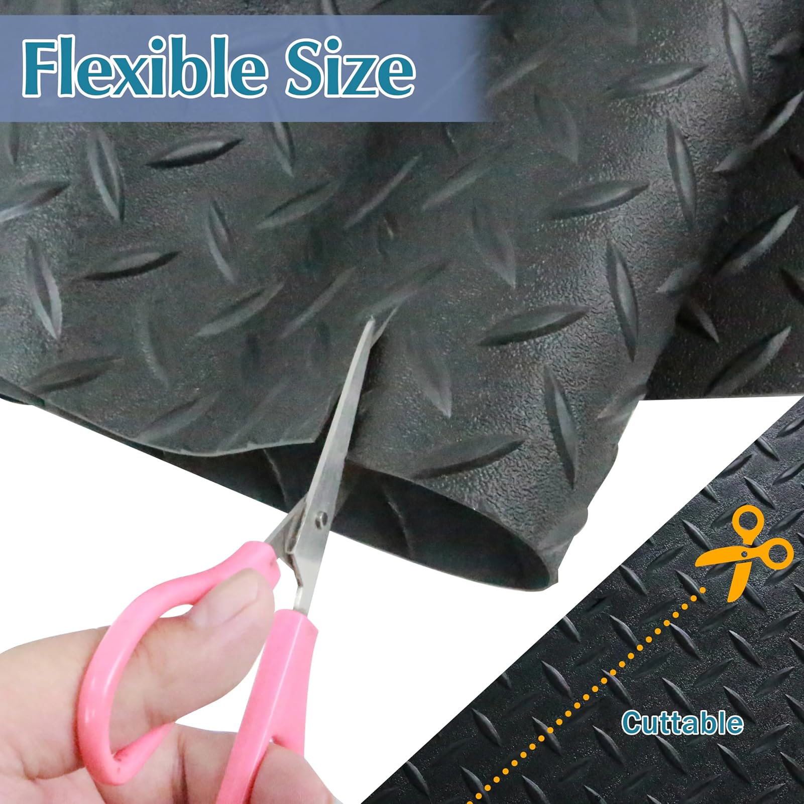 Rollos de Piso de Caucho con Placa de Diamante, 4 x 16.4 pies Tapete para Piso de Garaje Tapete de Caucho de PVC para Remolque para Garaje, almacén, gimnasios y camionetas