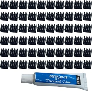 60pcs Mini Black Heatsink Kit for VRM MOSFET Stepper Drivers VRAM Regulators - 8.8x8.8x5mm Aluminum Coolers + Thermal Adhesive