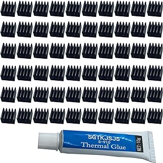 60pcs Mini Heatsink Kit, Cooler Heat Sink for Cooling VRM Stepper Driver MOSFET VRam Regulators (8.8mmx8.8mmx5mm) Black