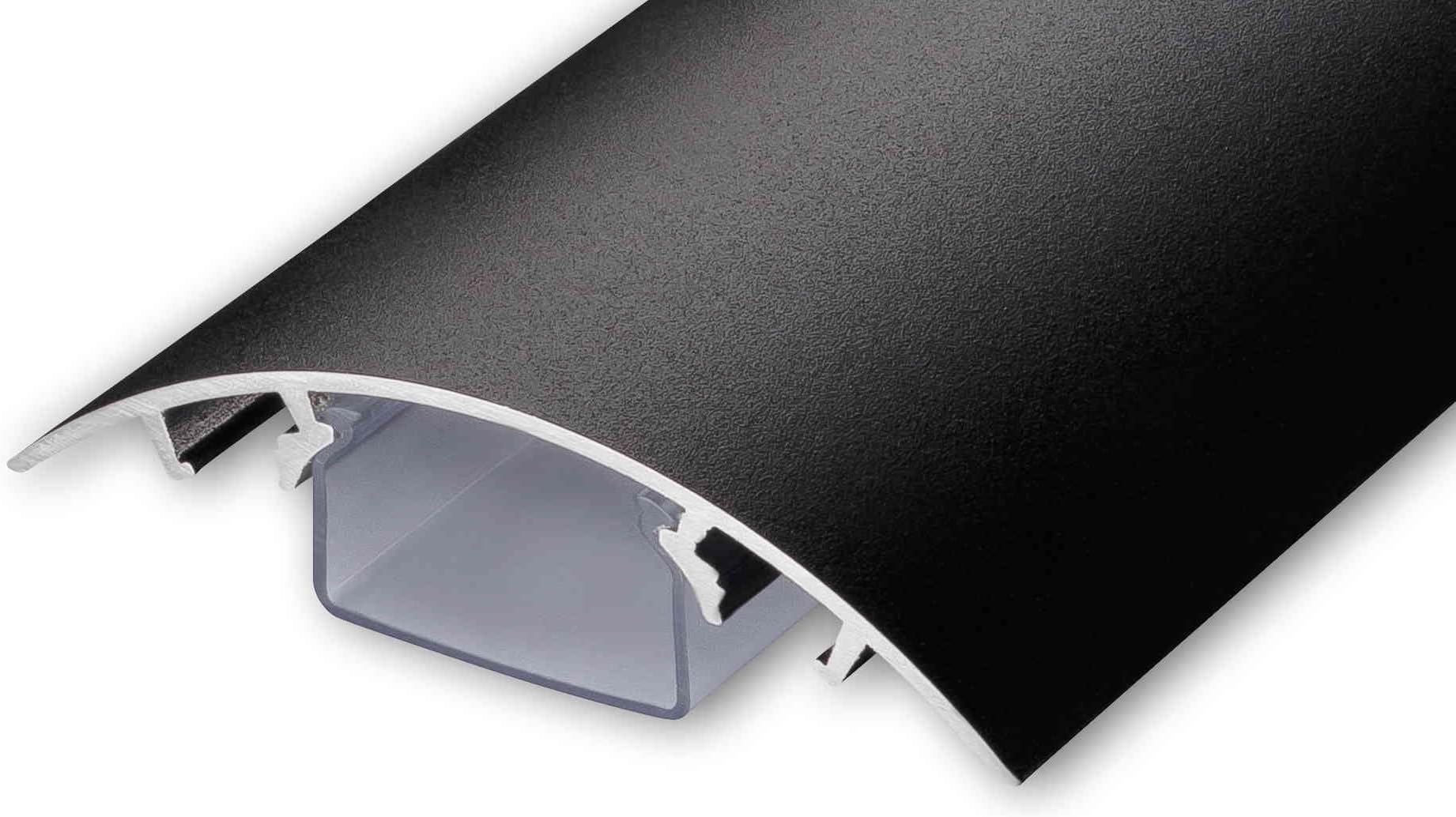 Alunovo TV Design Aluminium Cable Duct in Matte Black Fine Structure Varnished in Various Lengths 100 cm