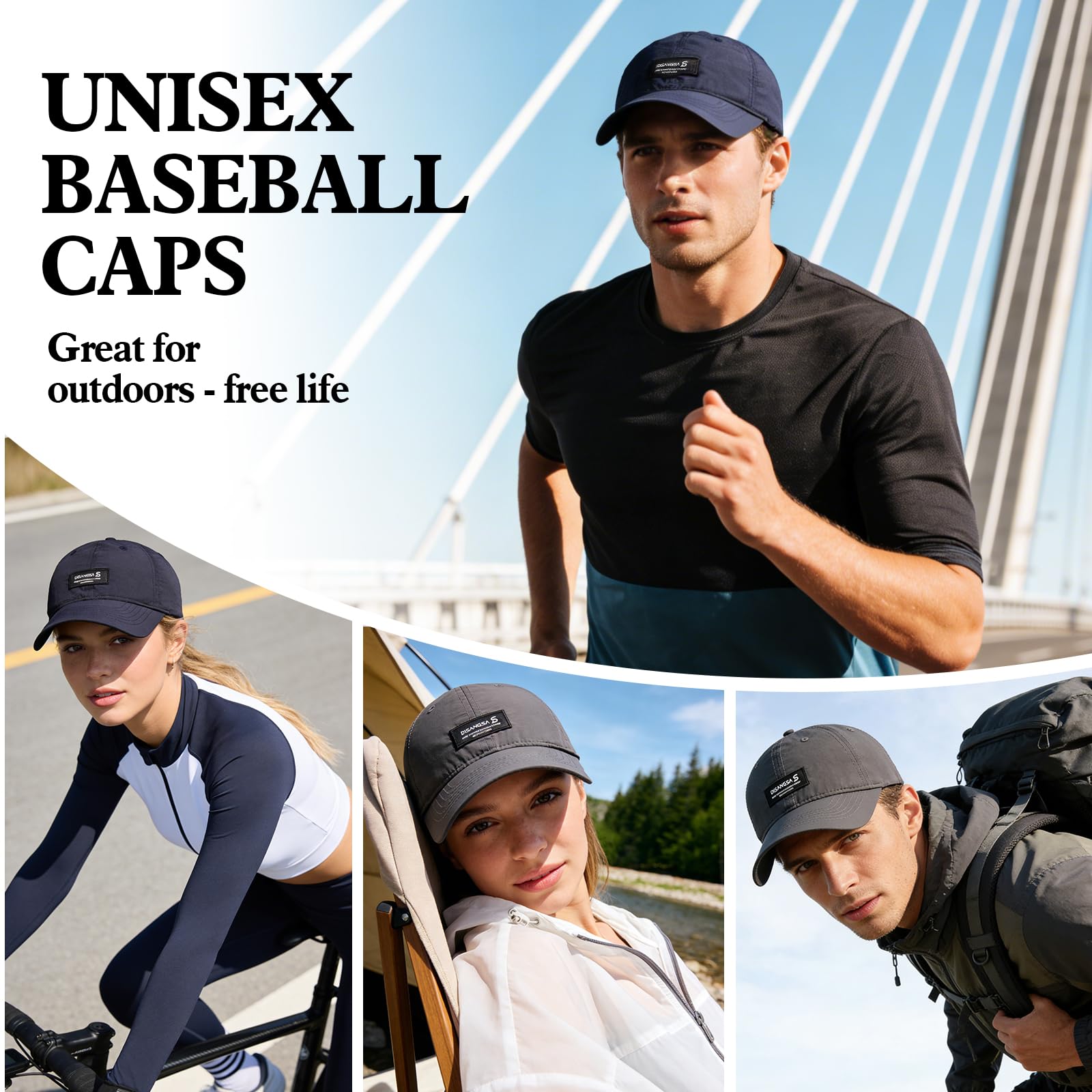 LCKEBT 2 Packs Gorras Verano Running Hombre Impermeable, Gorra de Béisbol Secado Rápido Protección Solar, Sombrero de Sol de Transpirable Ligeras Plegable para Senderismo Pesca Jungla — view 7