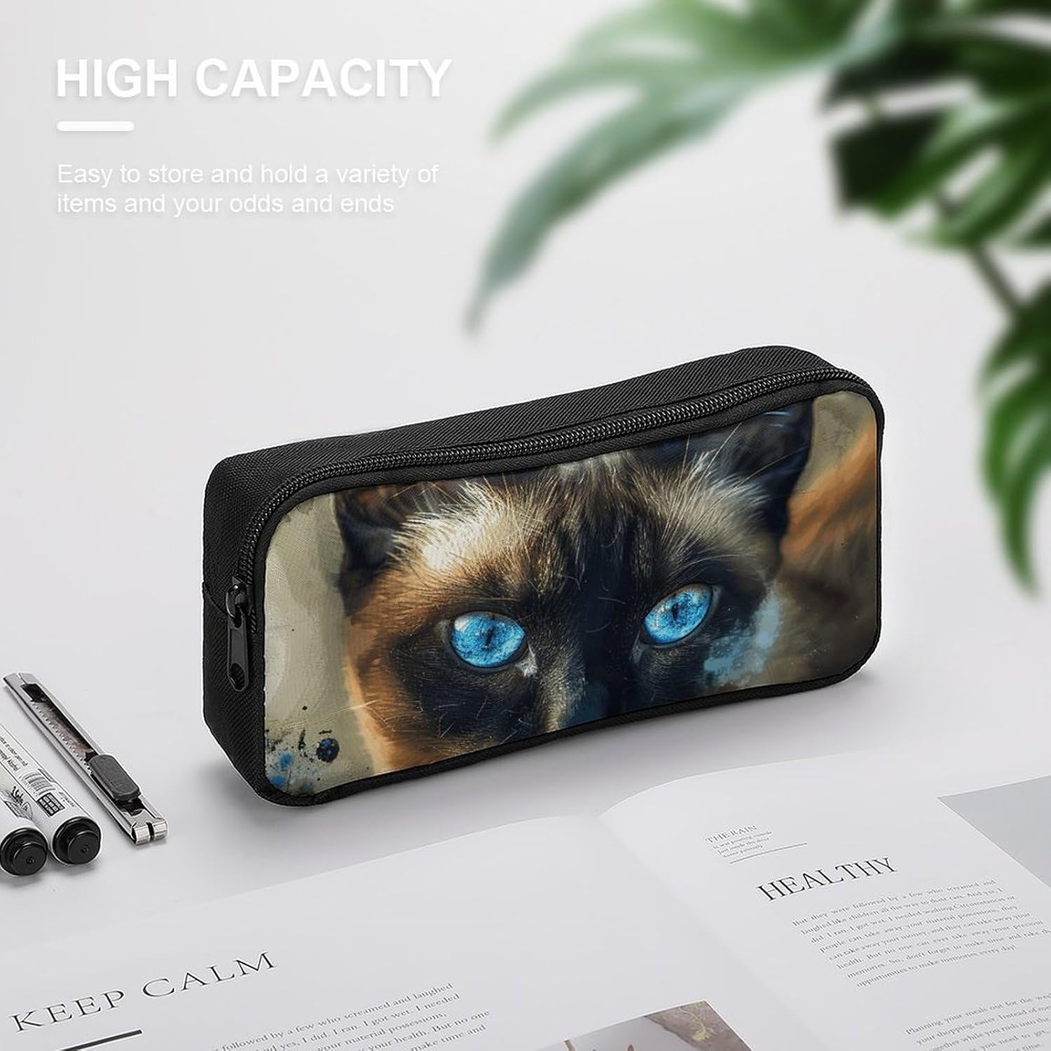 Siamese Cat Art Pencil Case Large Capacity Pencil Pouch image 4
