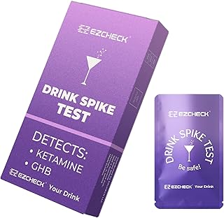 [10 Tests] EZCHECK® Drink Spiking Test Strip, Escape Drink Spiking, Detect GHB & Ketamine Using The Personal Test Strips, Portable Personal Safety Kit for Bars, Clubs, and Parties
